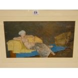 A framed Russell Flint print of a partly clad lady