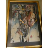 A large gilt framed modern art print