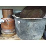 Old Victorian copper plus brass pans etc