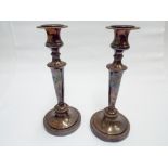 Pair of 12" Sheffield plated candlesticks