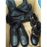 Two boxes of new Doc Martin boots, women's boots, jeans,