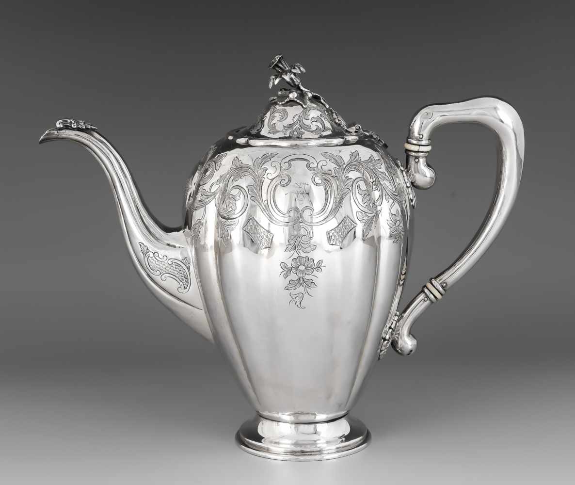 Bremer Kaffeekanne, um 1833-1850. Silber. 14-lötig (875/000). Meister Gottfried Koch, Koch&