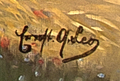 Landschaftsmaler 20. Jh. Birkenallee. Öl/Lw., schwer leserl. sign. u. re. "Ernst G.(?)Leos/n?". - Image 2 of 2