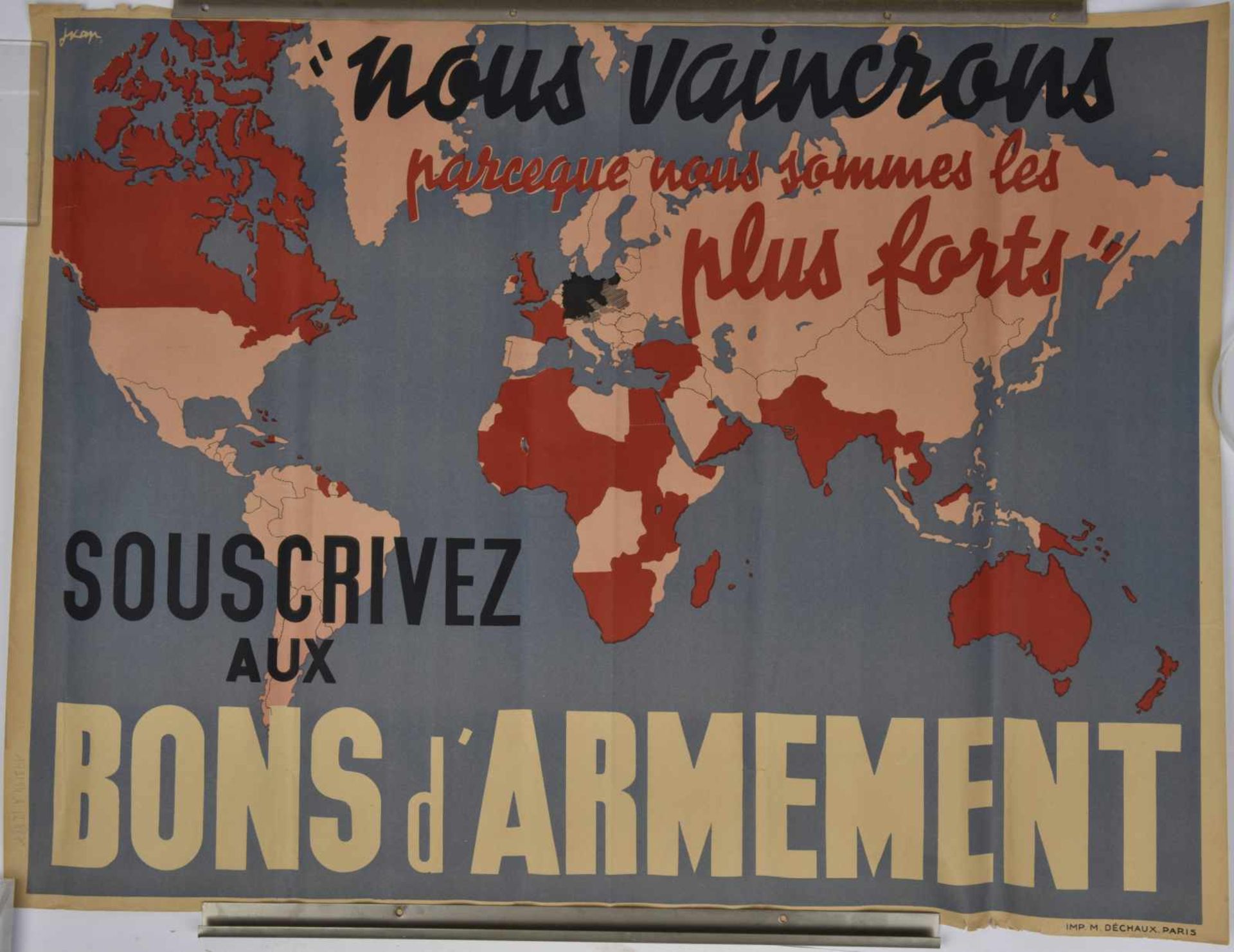 Affiche française de 1940 « Nous vaincrons parce que nous sommes les plus forts ». Souscription