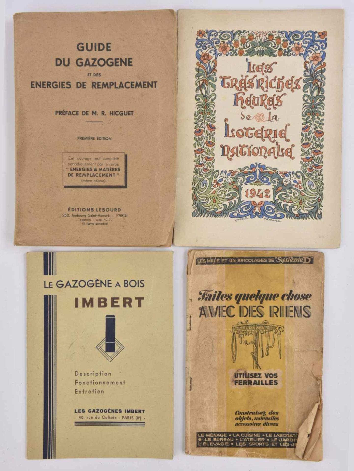 Lot de livres : « Le gazogène à bois, Imbert ». « Guide du gazogène et des énergies de
