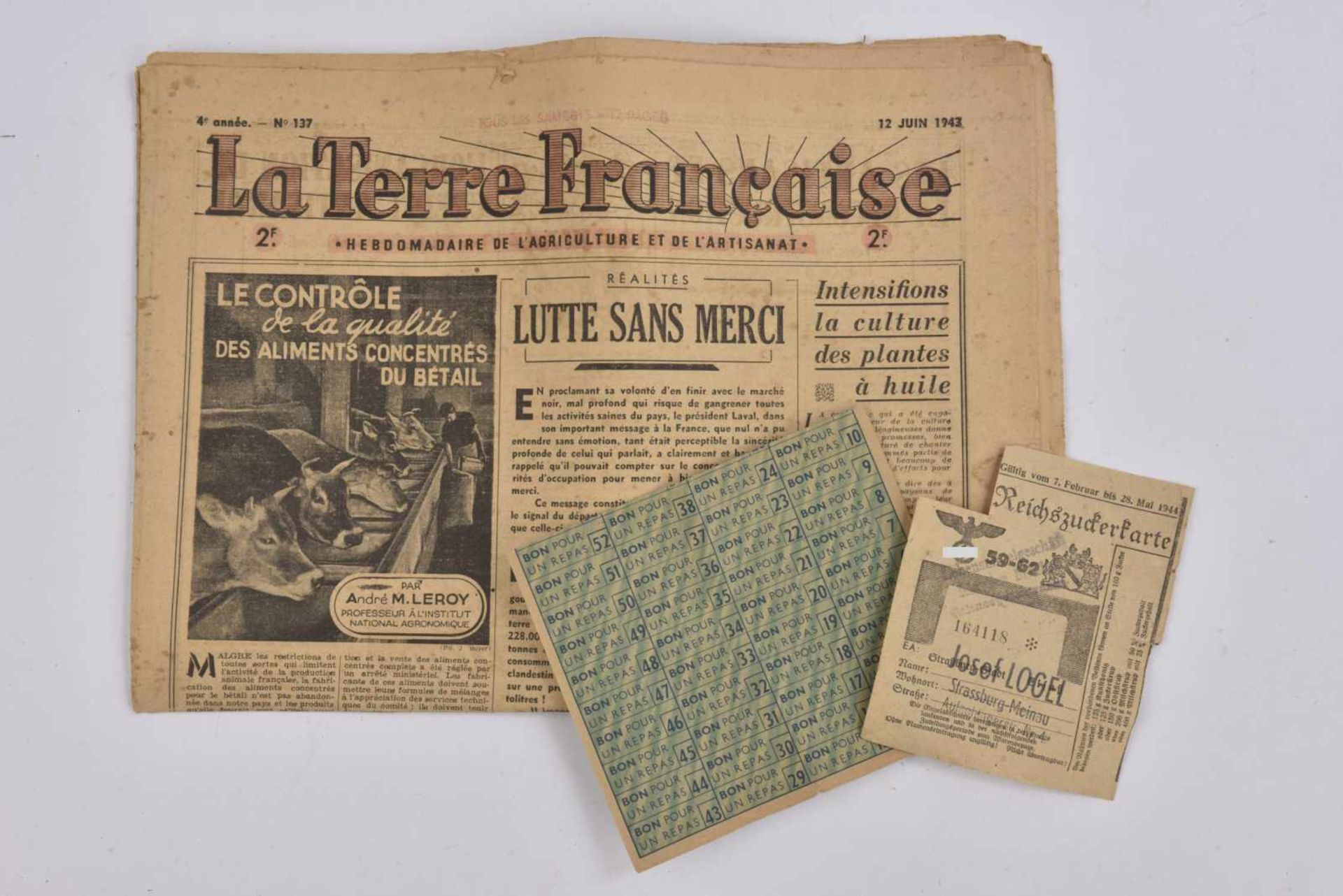 Lot : Un exemplaire de lhebdomadaire des agriculteurs « La terre Française », N° 137, le 12 juin