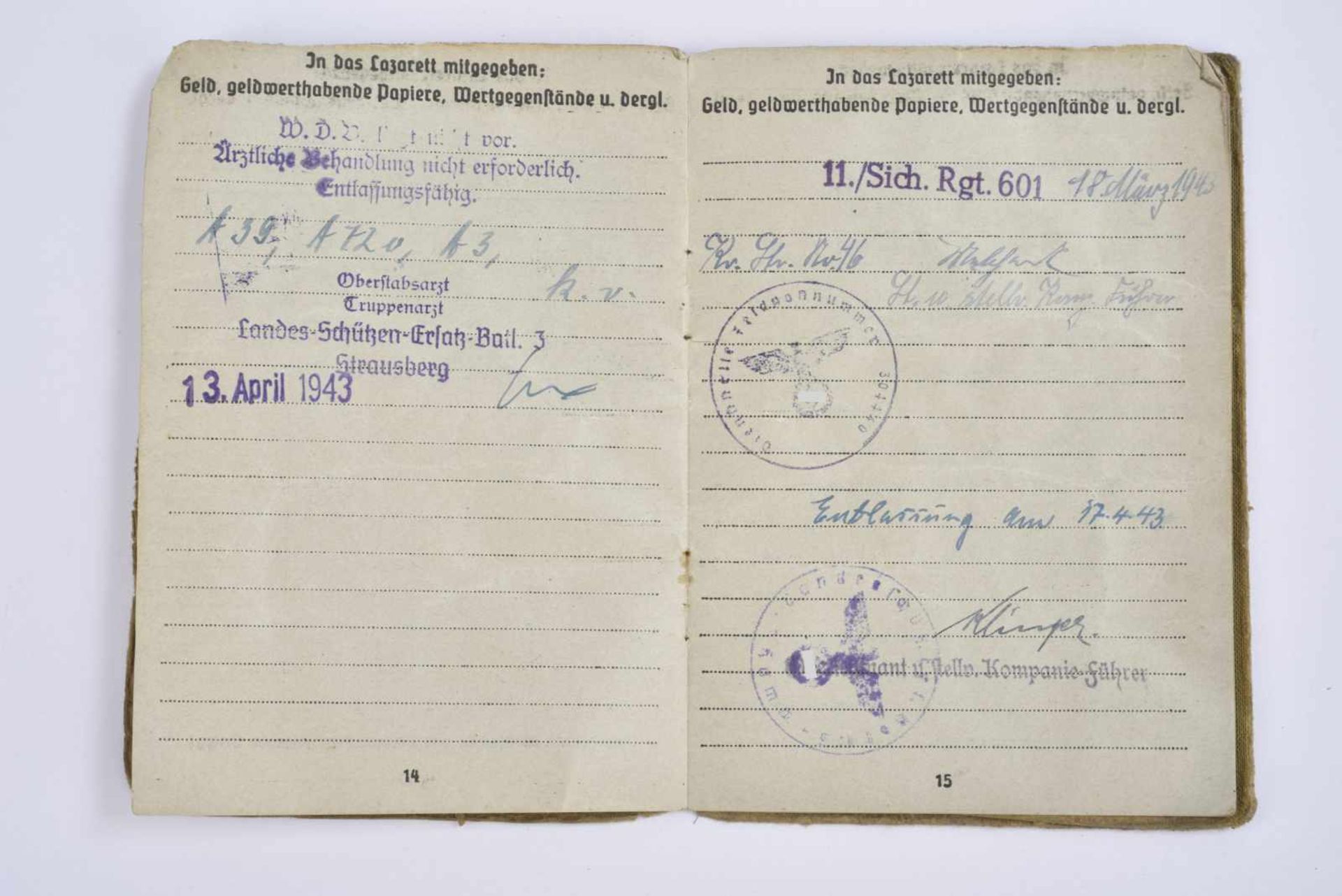 Soldbuch du Gefreiter Rüppenthal. Livret ouvert le 28 juin 1940, incorporé au « Landes Schützen - Image 4 of 4