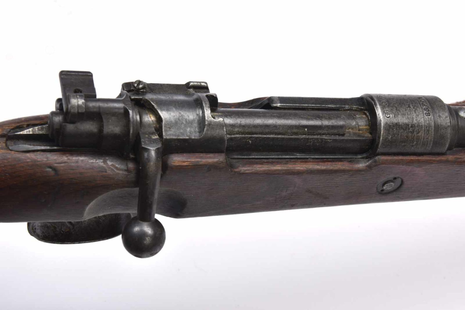 Fusil Mauser 98K. Crosse en bois, fabrication « Mod 98 SWP45 ». Numéro de larme « 65233 », arme non - Bild 3 aus 4