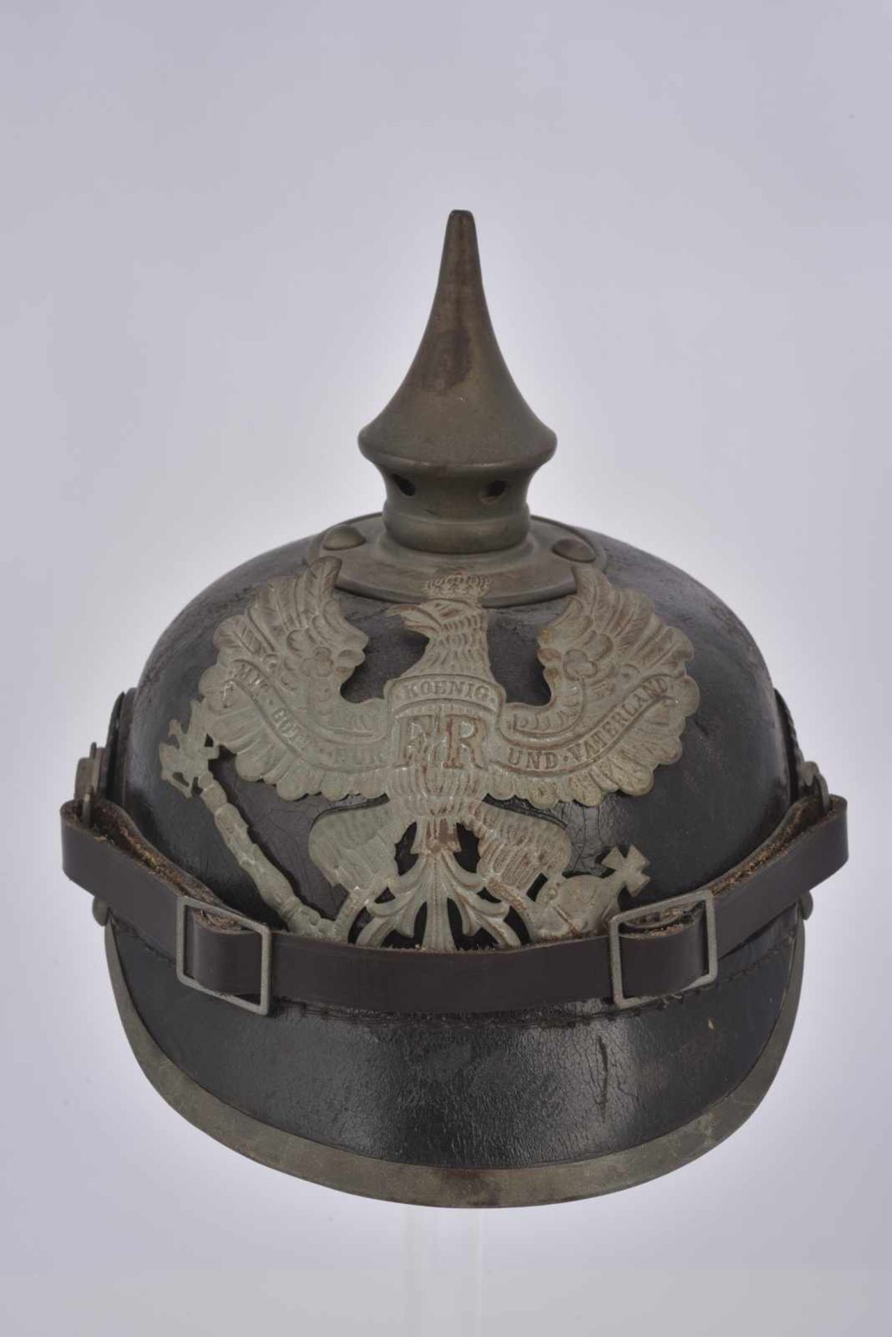 Casque à pointe Mle15 Infanterie prussienne cocardes et jugulaires postérieures. Etat II - Bild 4 aus 4