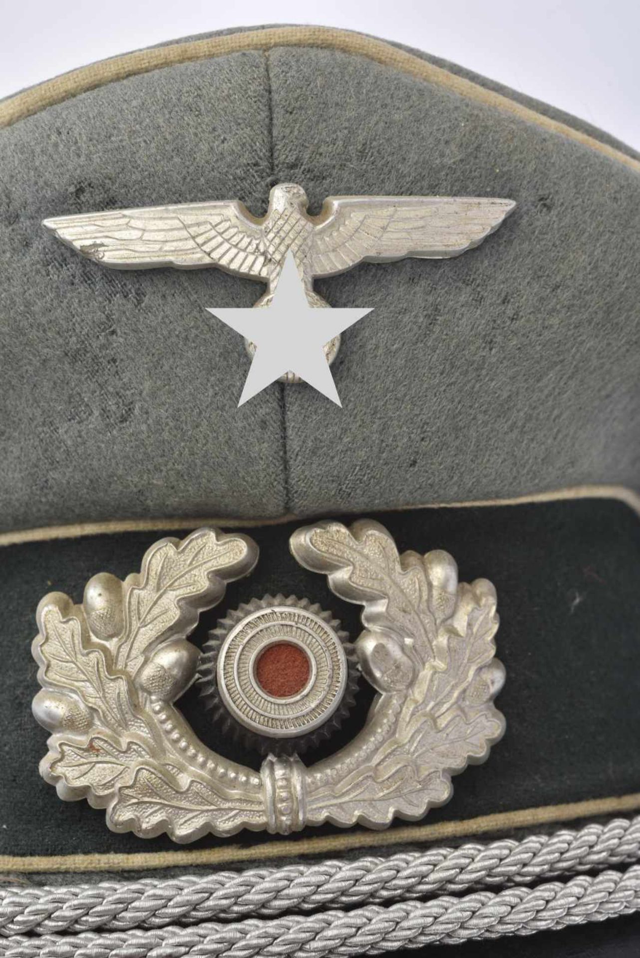 Casquette d'officier de la Heer En drap Feldgrau, triple liseré blanc de l'infanterie. Insignes - Bild 2 aus 4