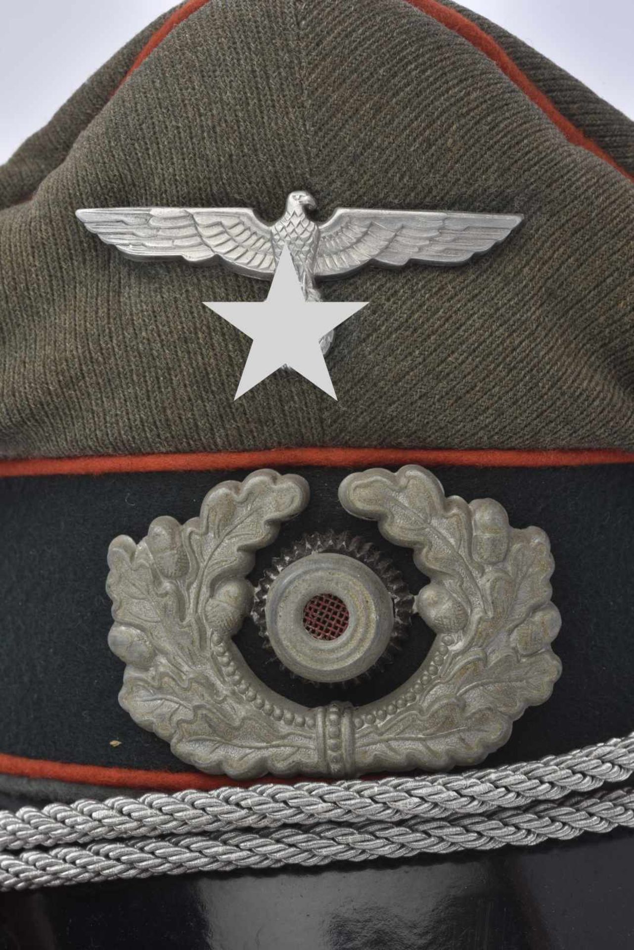 Casquette d'officier d'artillerie En gabardine Feldgrau, triple liseré rouge de l'artillerie. Fausse - Bild 2 aus 4