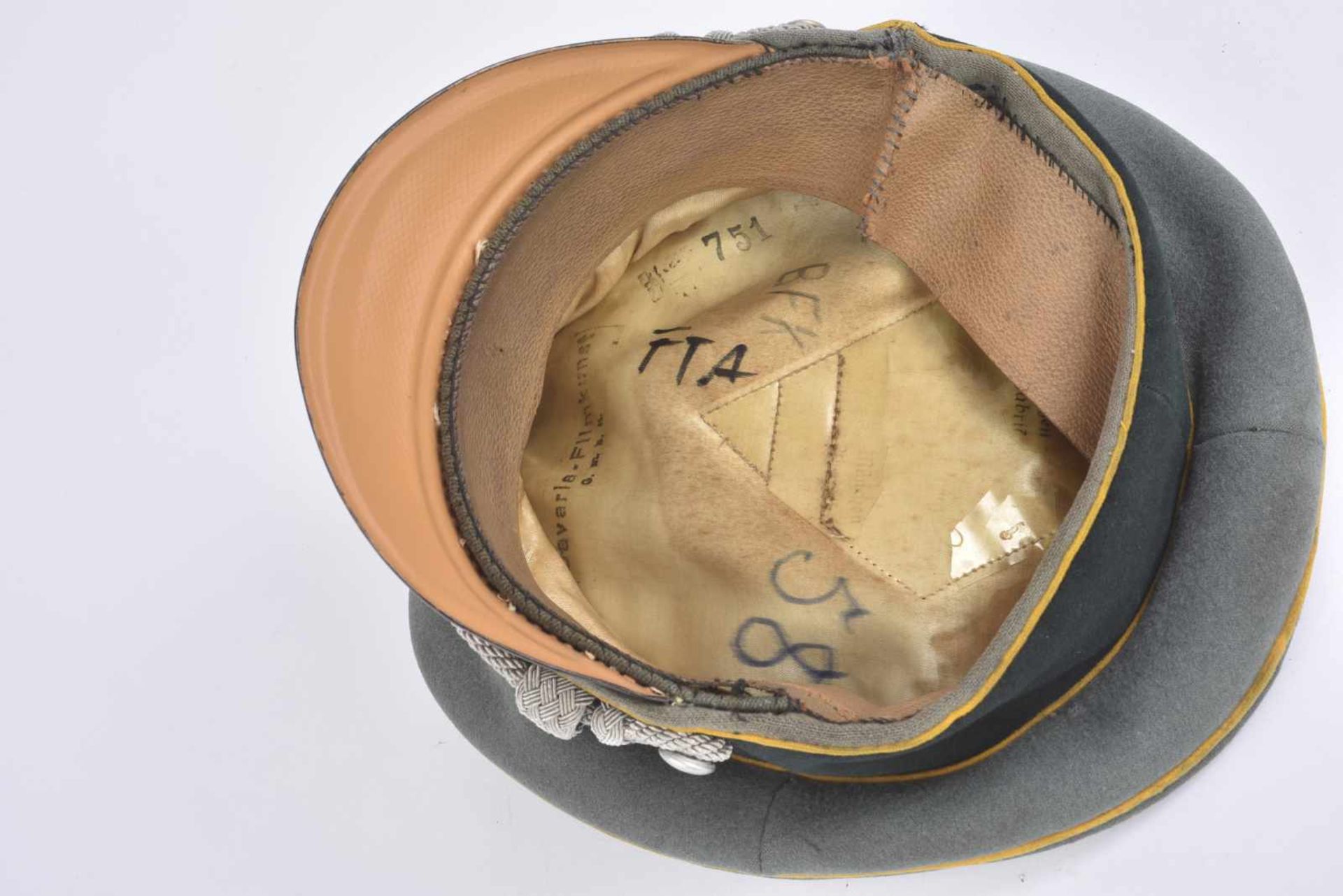 Casquette d'officier de cavalerie Brunswick En gabardine Feldgrau, triple liseré jaune d'or de la - Bild 3 aus 4