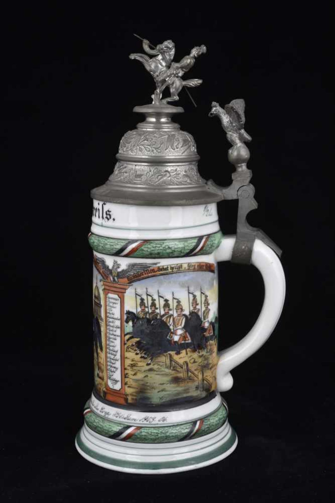 Chope de réserviste de la cavalerie de la Garde hope en porcelaine d'un demi-litre attribuée à : - Bild 3 aus 4