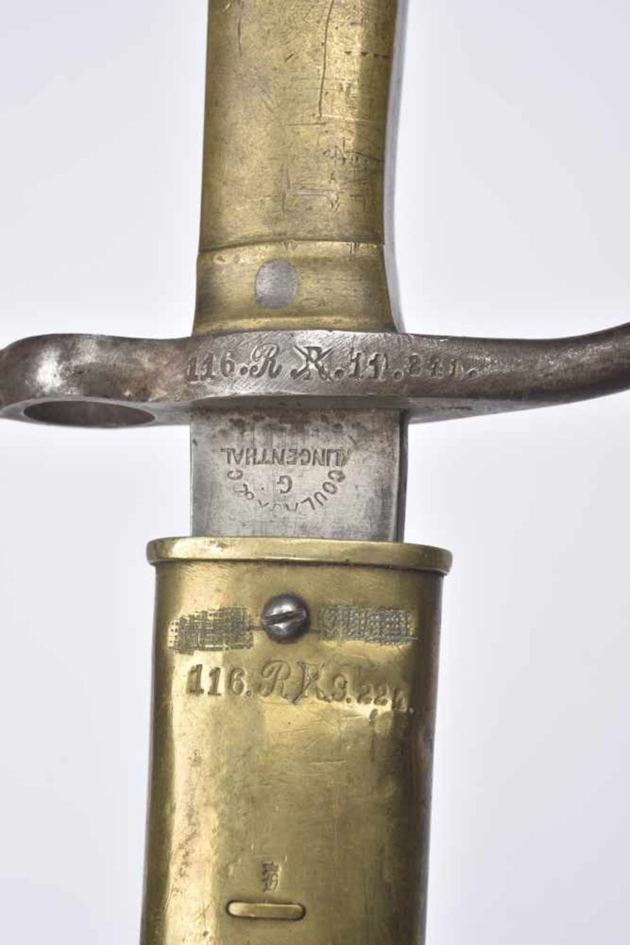 Baïonnette Allemande pour Mauser 1871 Lame à dents de scie signée au talon : Coulaux & Co G. - Bild 2 aus 2