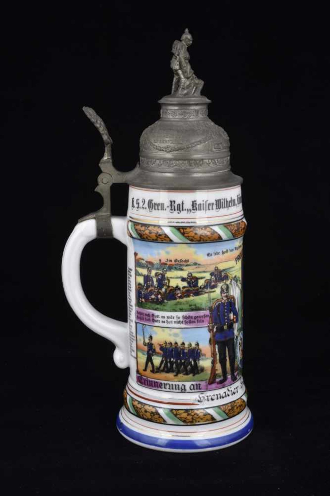 Chope de réserviste de Grenadier de Dresde Chope en porcelaine d'un demi-litre attribuée à : k.s; - Bild 2 aus 4