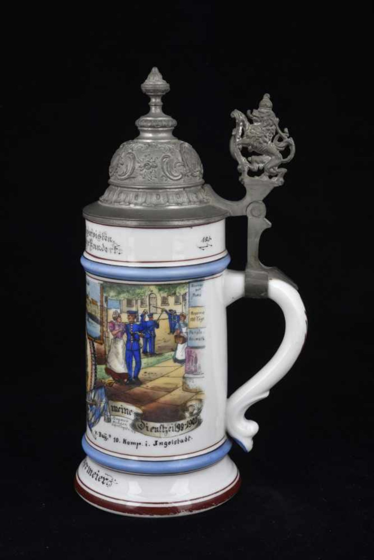 Chope de réserviste de l'Infanterie. Chope en porcelaine d'un demi-litre attribuée à : Kgl.10 Inftr. - Bild 3 aus 4