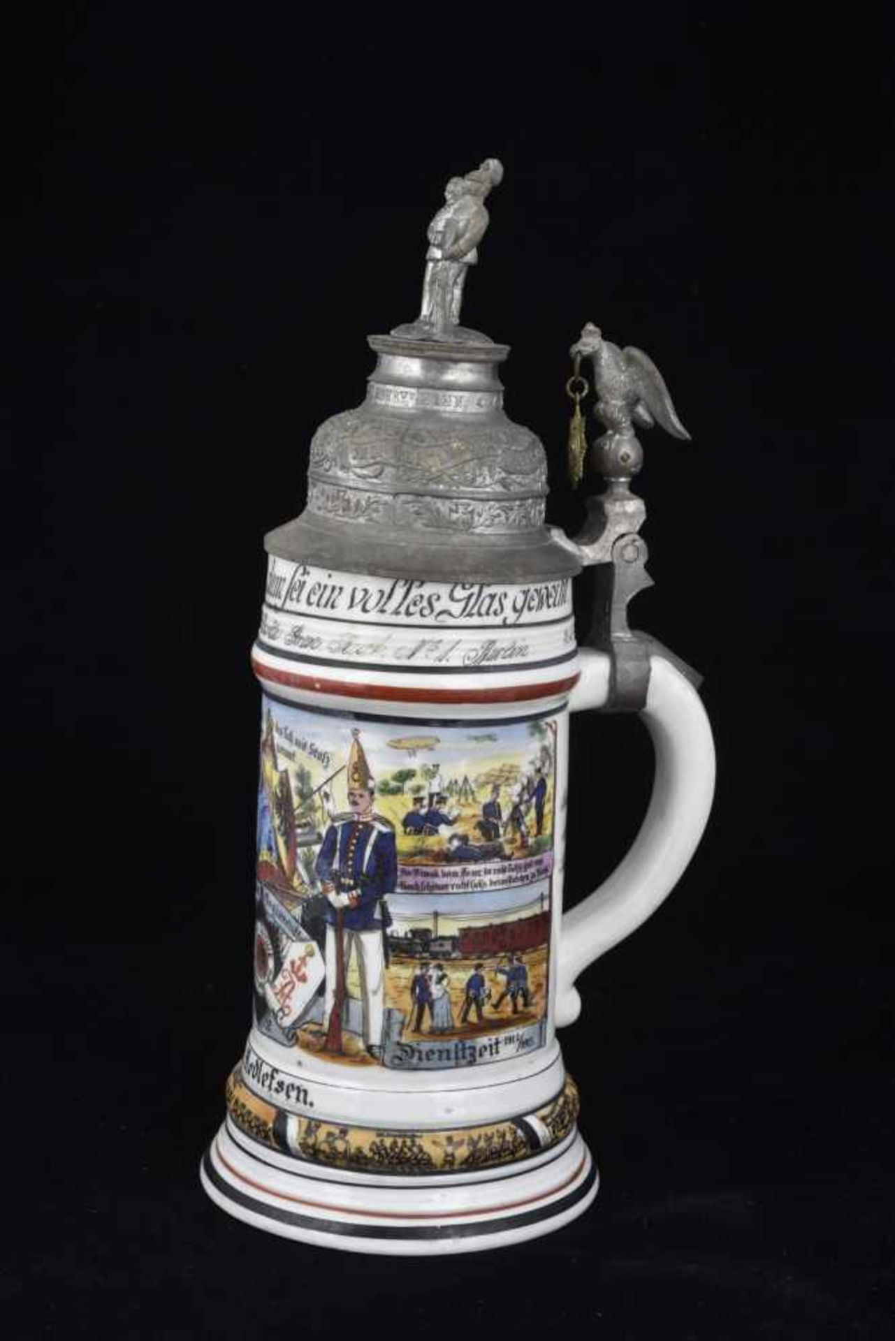 Chope de réserviste de Grenadier de la Garde de Berlin Chope en porcelaine d'un demi-litre attribuée - Bild 3 aus 4