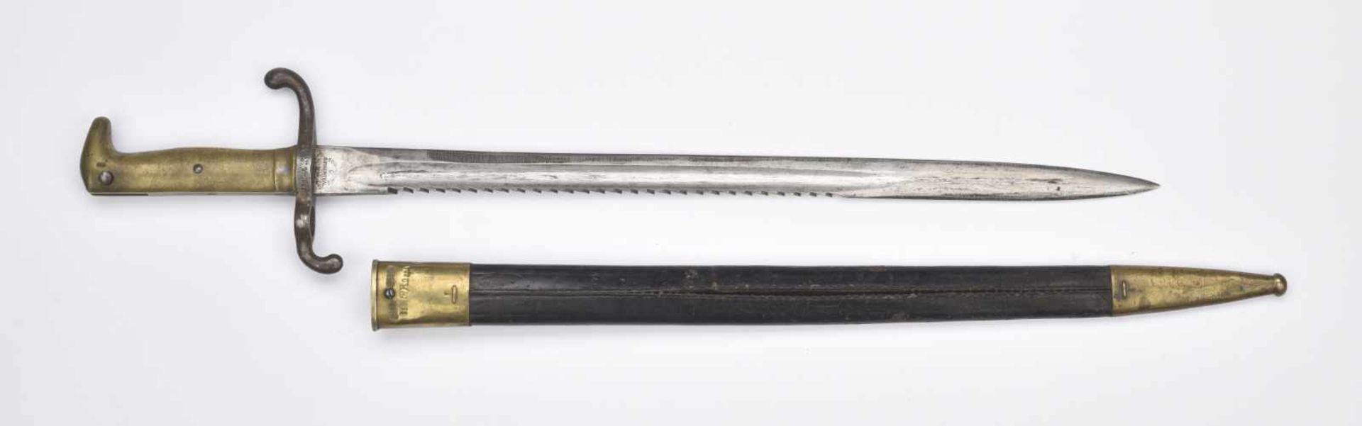 Baïonnette Allemande pour Mauser 1871 Lame à dents de scie signée au talon : Coulaux & Co G.