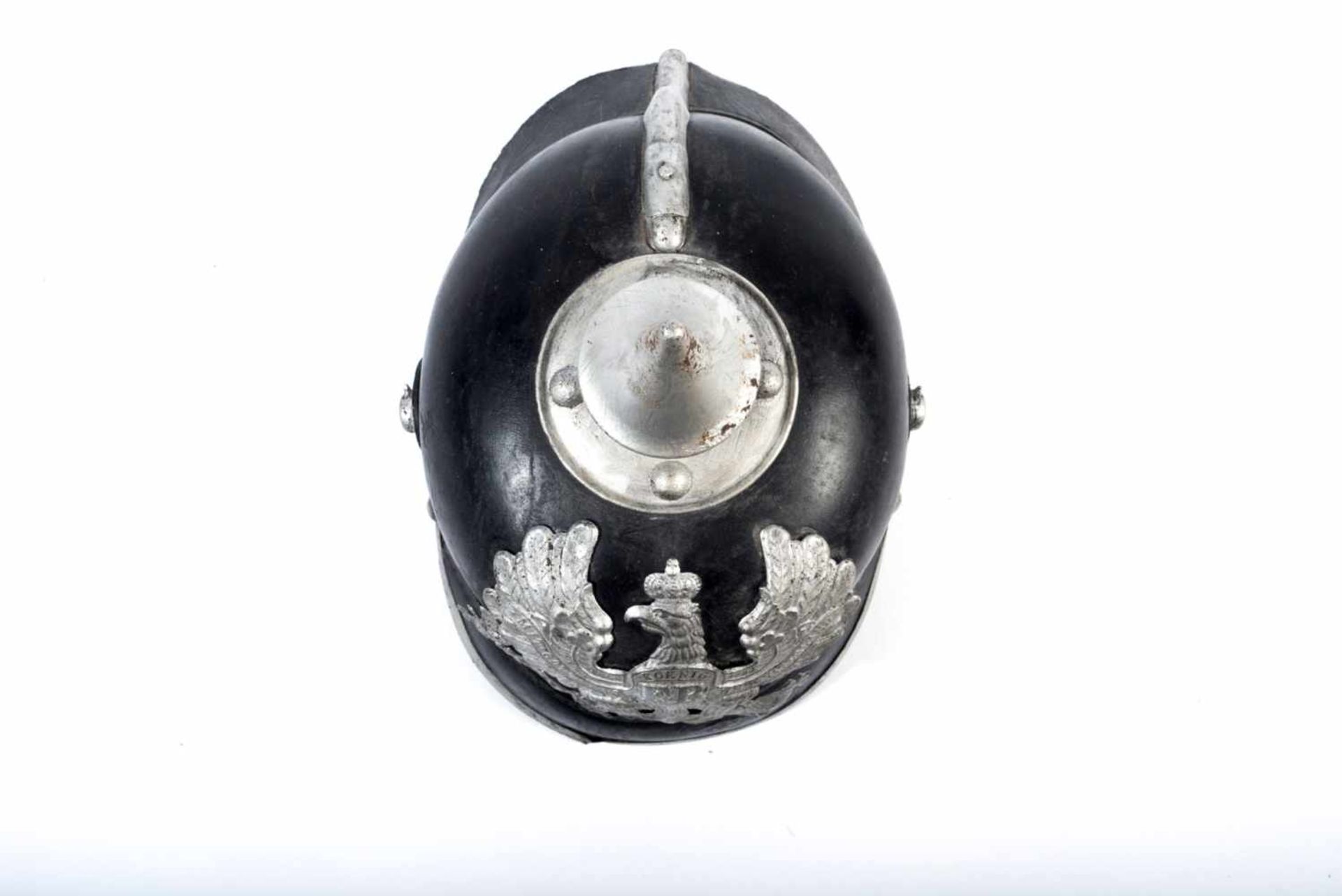 Casque à pointe de lInfanterie prussienne modèle 1895, garnitures, pointe et plaque peint au - Bild 2 aus 4