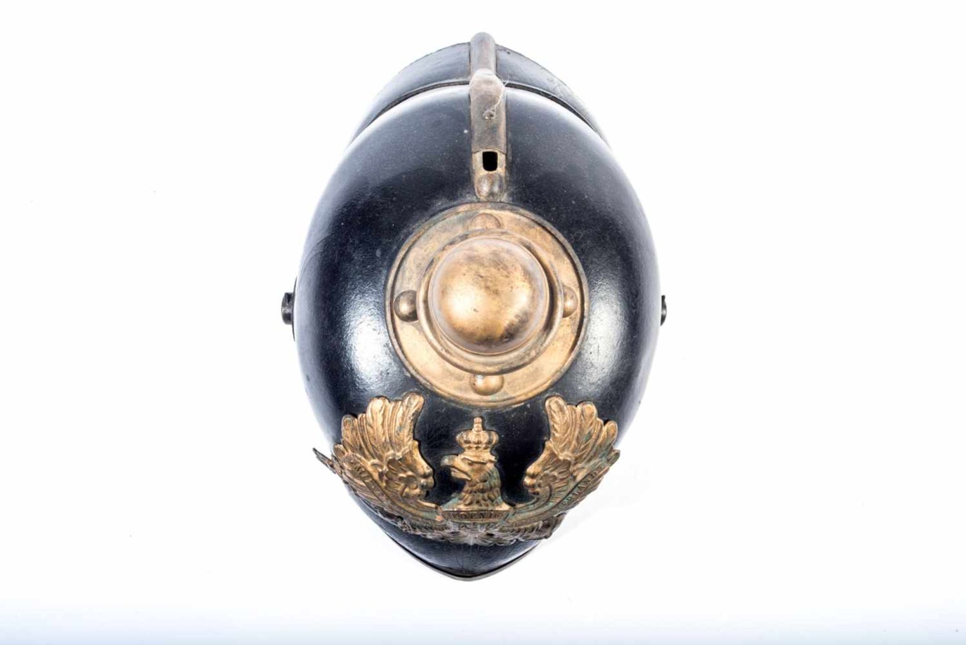 Casque à pointe de lartillerie prussienne modèle 1895, bombe en cuir rétrécie, boulle légèrement - Bild 3 aus 4