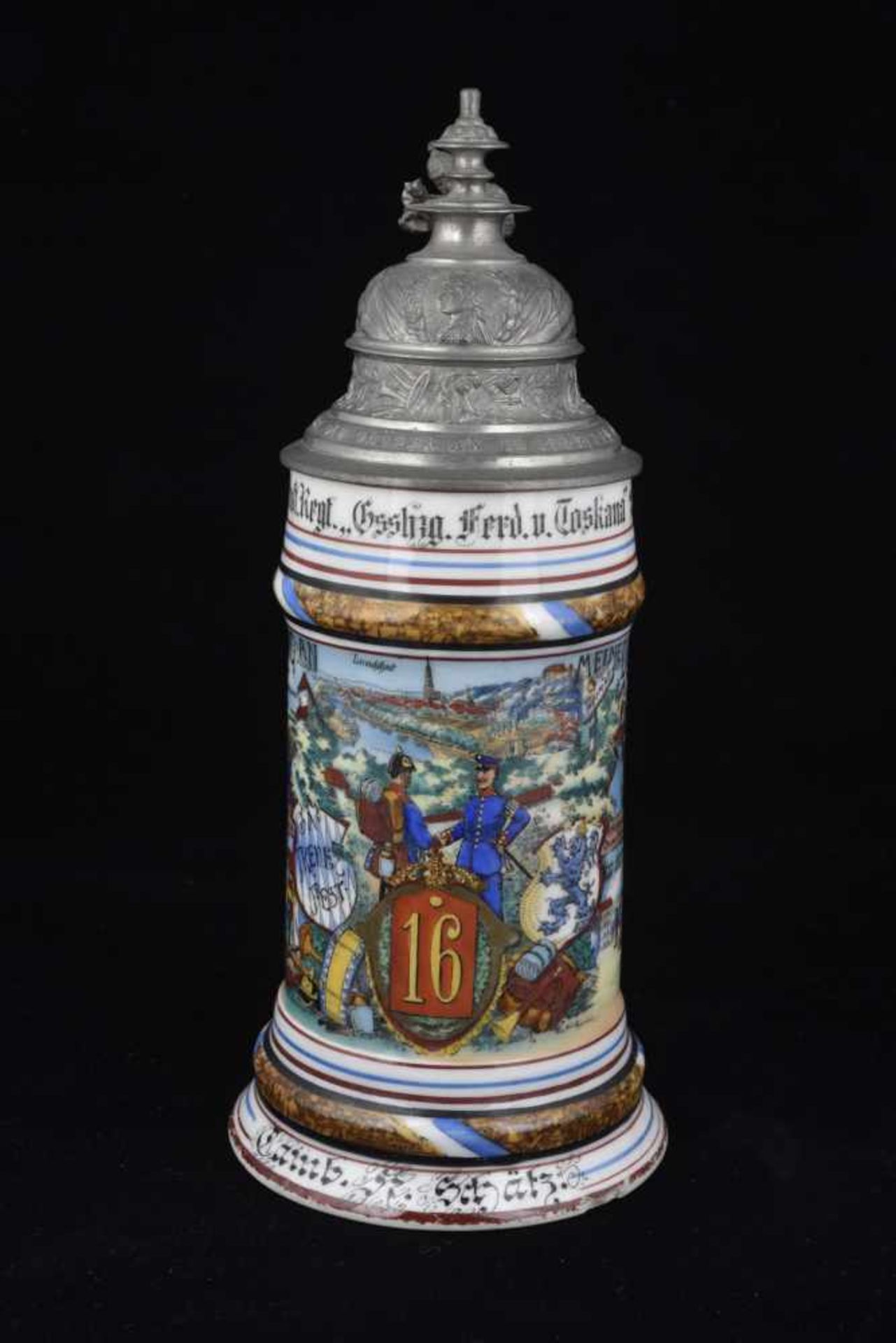 Chope de réserviste de l'Infanterie. Chope en porcelaine d'un demi-litre attribuée à : Kgl. Bay. - Bild 2 aus 4