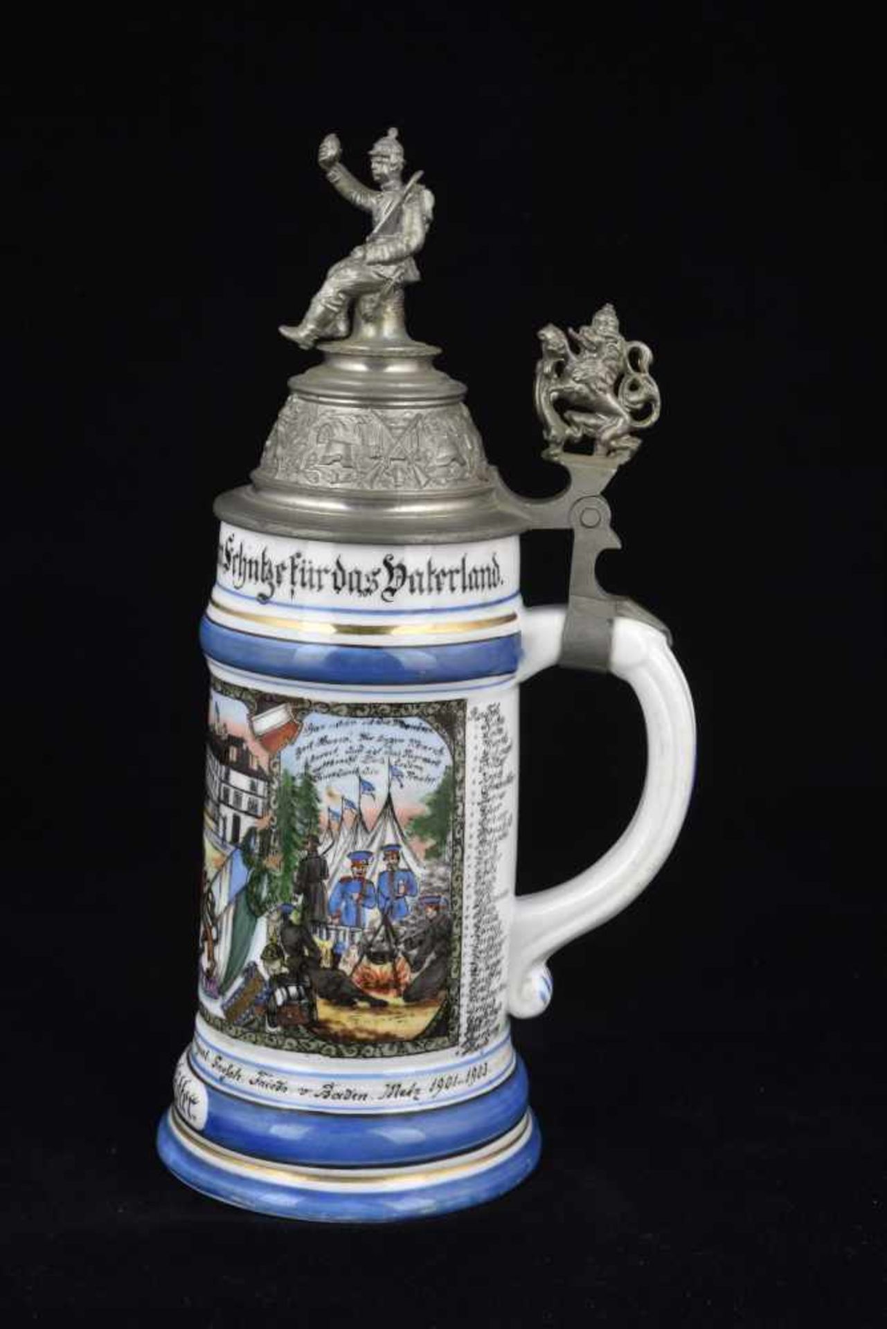 Chope de réserviste de l'Infanterie de Metz Chope en porcelaine d'un demi-litre attribuée à : Bayer. - Image 3 of 4