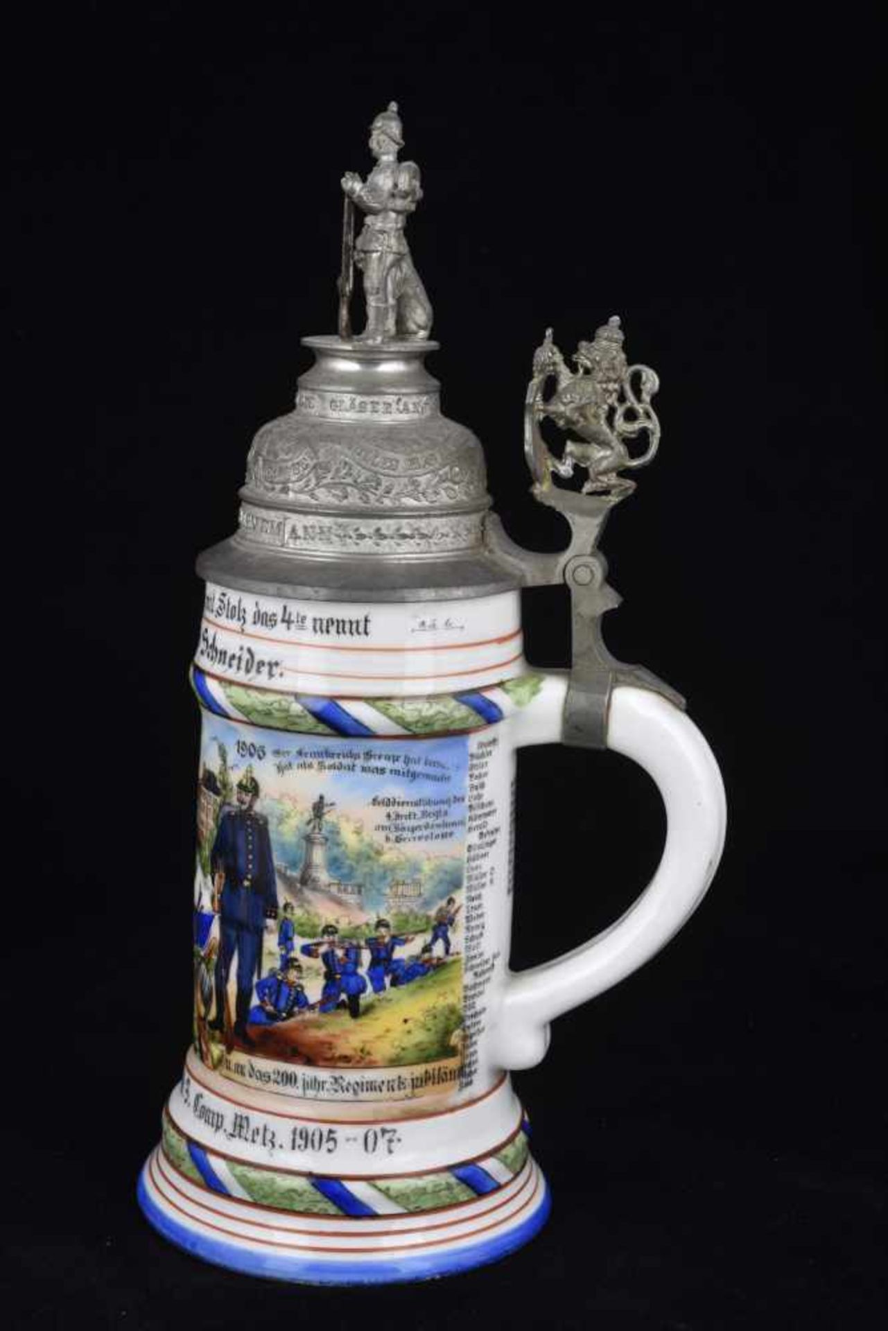 Chope de réserviste de l'Infanterie de Metzhope en porcelaine d'un demi-litre attribuée à : Kgl - Bild 3 aus 4