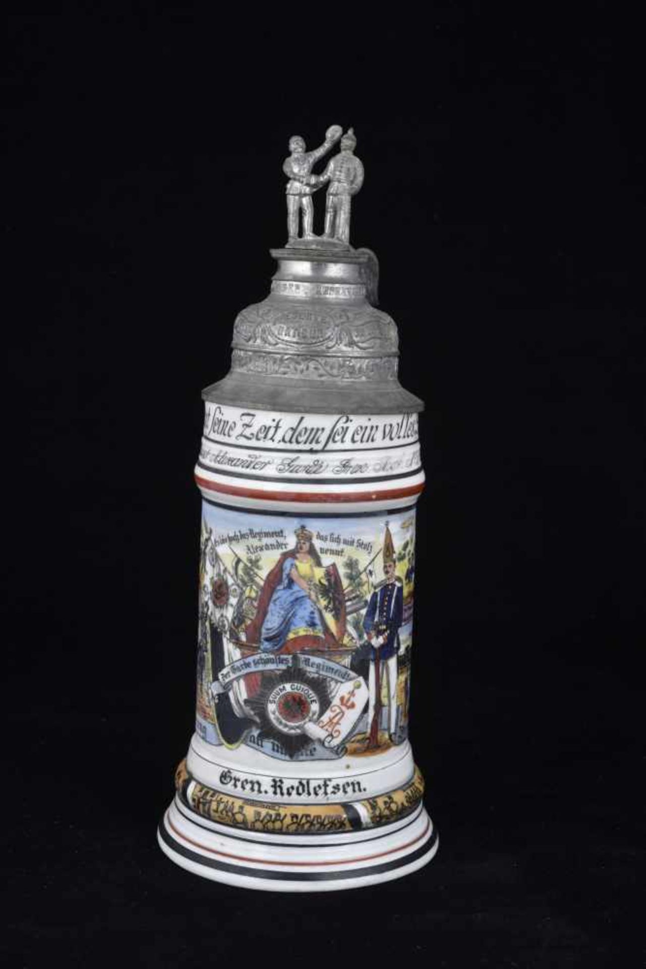 Chope de réserviste de Grenadier de la Garde de Berlin Chope en porcelaine d'un demi-litre attribuée