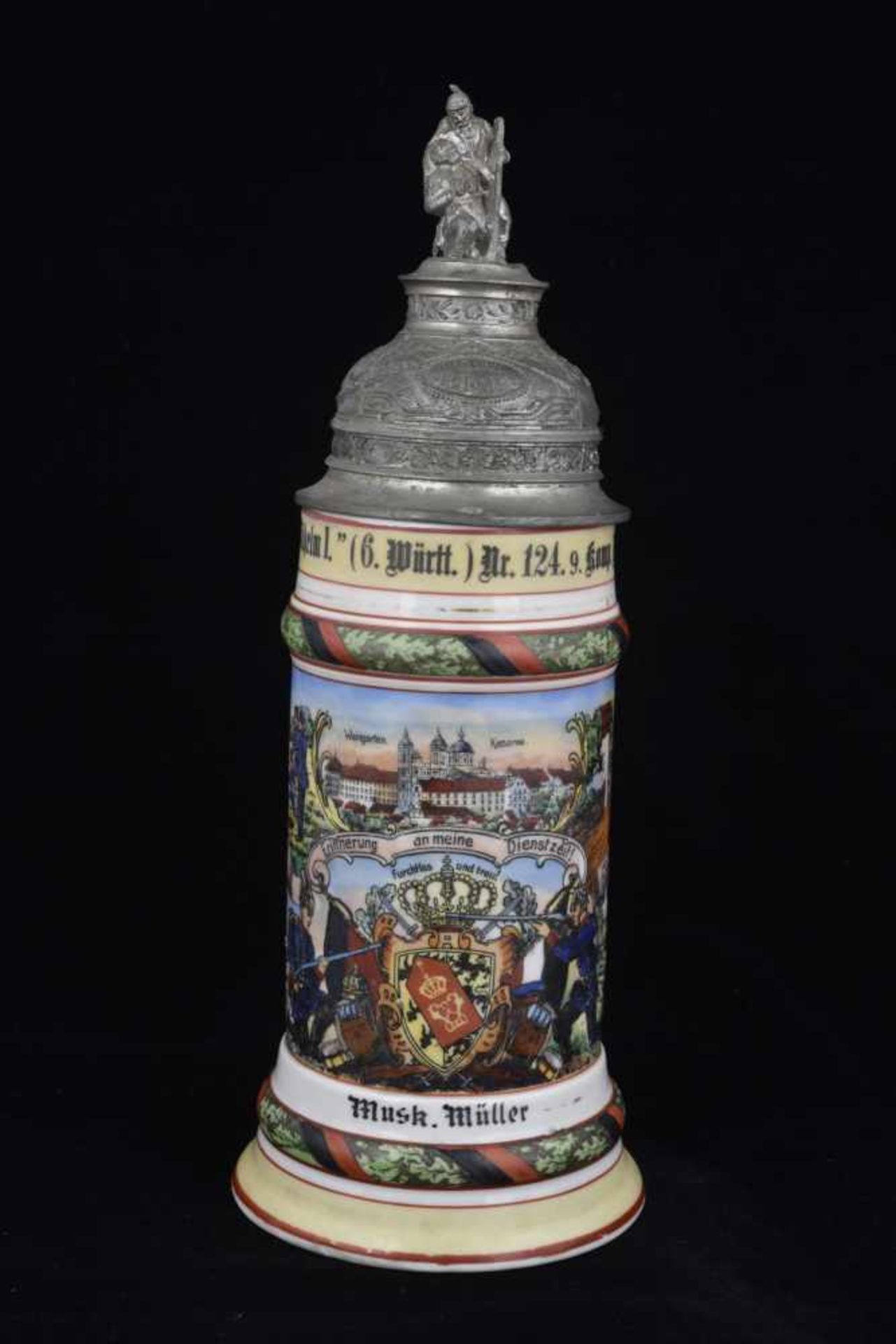 Chope de réserviste de l'Infanterie Chope en porcelaine d'un demi-litre attribuée à : Inf. Regt.