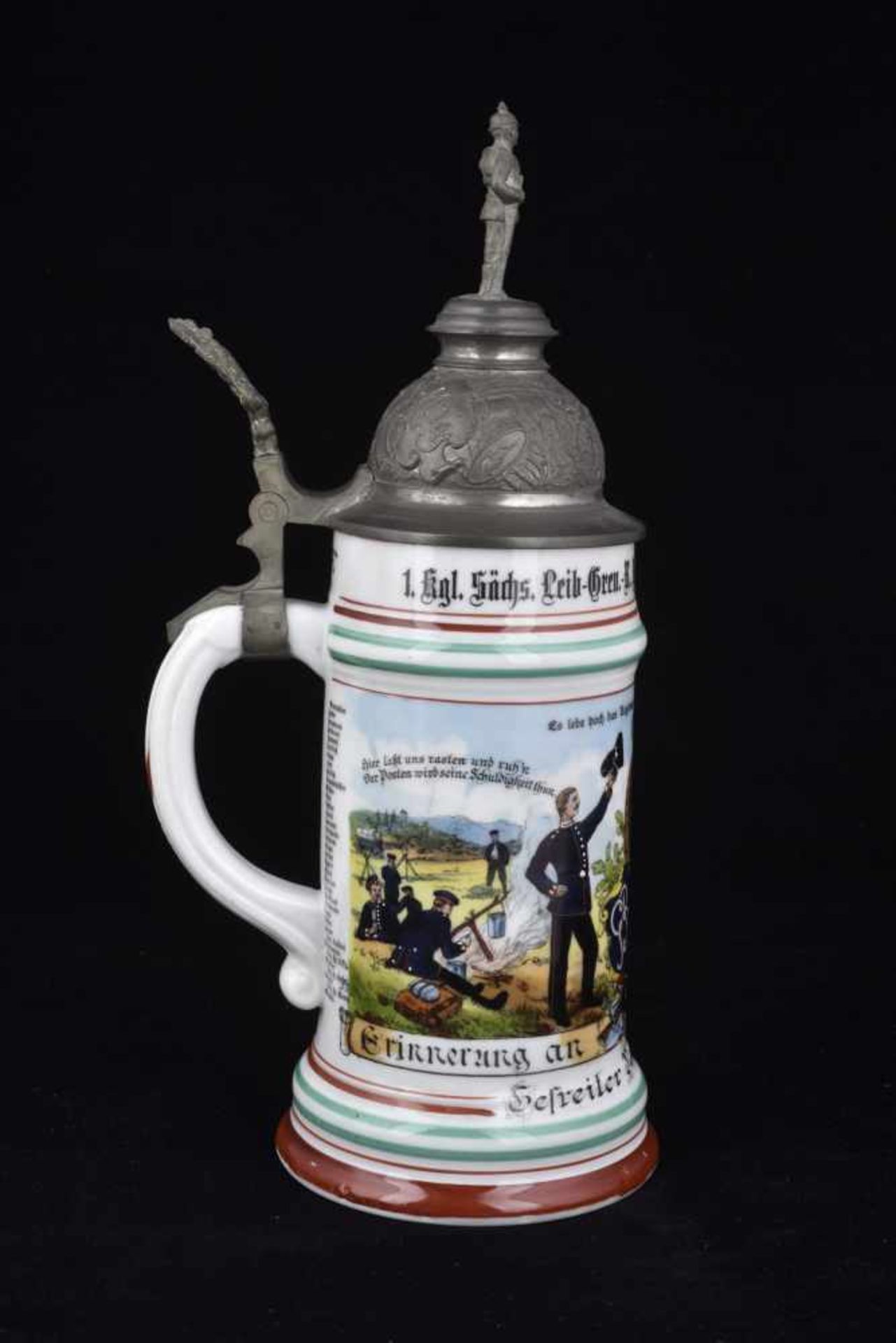 Chope de réserviste de Grenadiers de Dresde Chope en porcelaine d'un demi-litre attribuée à : 1 kgl. - Bild 2 aus 4