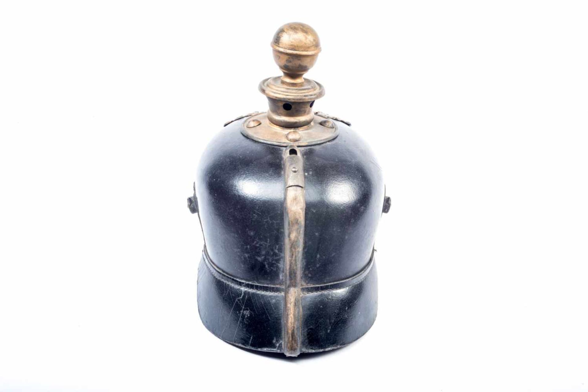 Casque à pointe de lartillerie prussienne modèle 1895, bombe en cuir rétrécie, boulle légèrement - Bild 2 aus 4