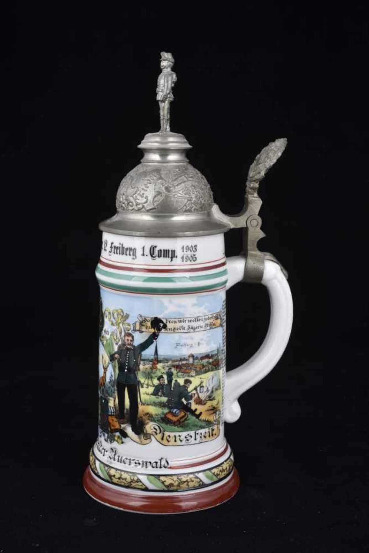 Chope de réserviste de Chasseurs de Freiberg Chope en porcelaine d'un demi-litre attribuée à : 1 - Image 3 of 4