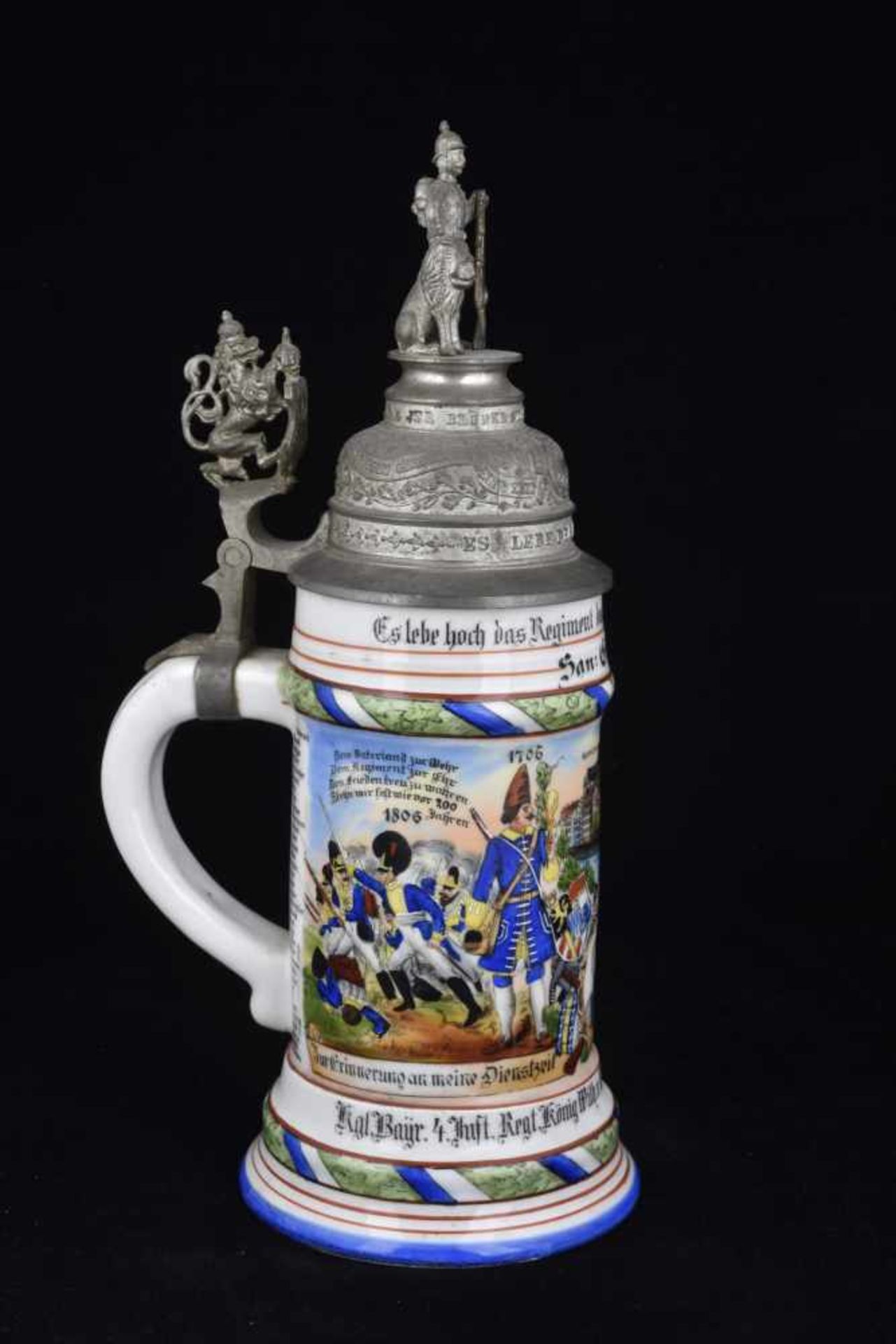 Chope de réserviste de l'Infanterie de Metzhope en porcelaine d'un demi-litre attribuée à : Kgl - Bild 2 aus 4