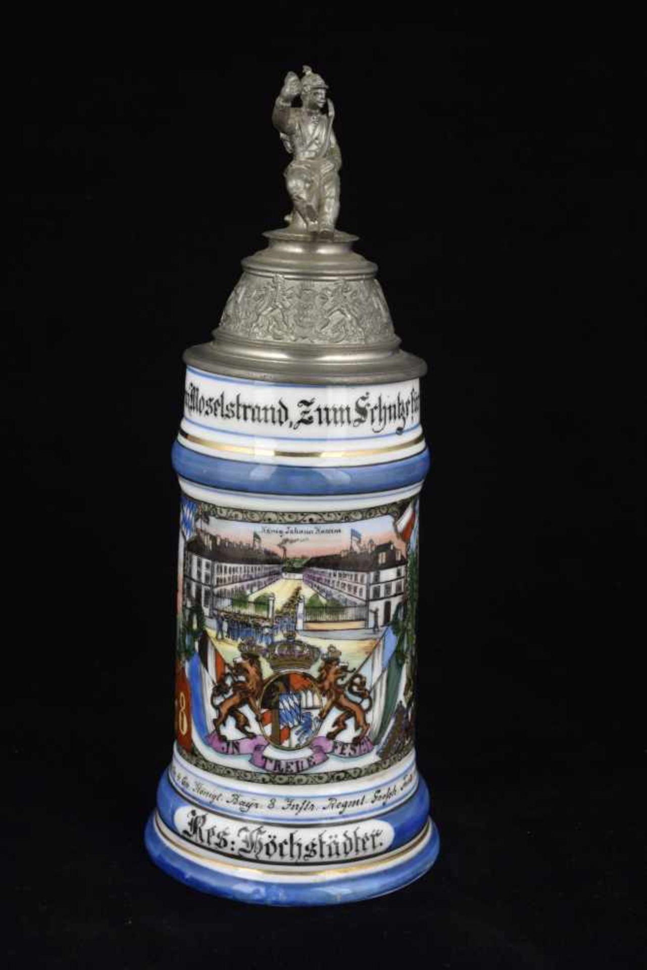 Chope de réserviste de l'Infanterie de Metz Chope en porcelaine d'un demi-litre attribuée à : Bayer.