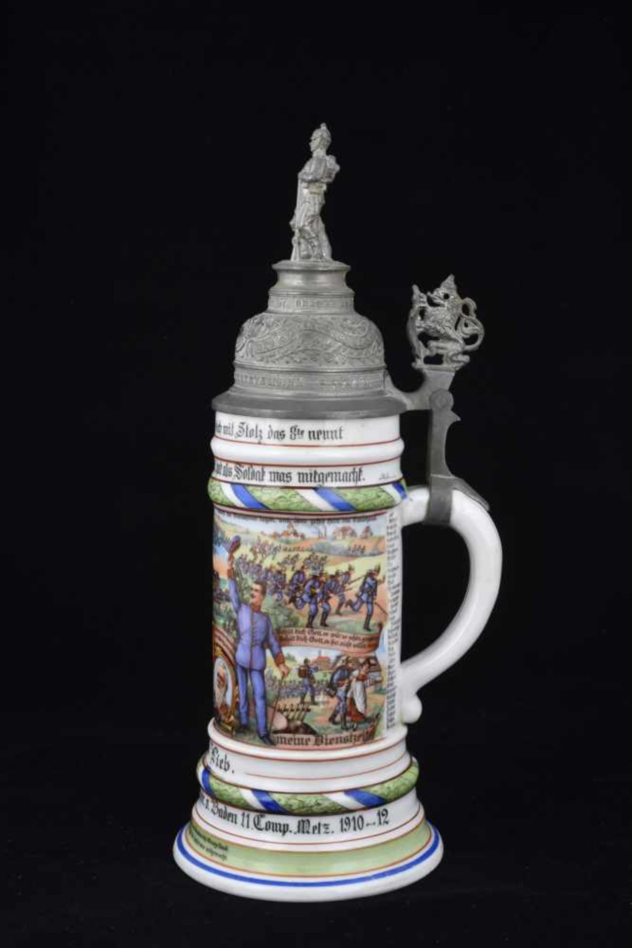 Chope de réserviste de l'Infanterie de Metz Chope en porcelaine d'un demi-litre attribuée à : kgl. - Image 3 of 4