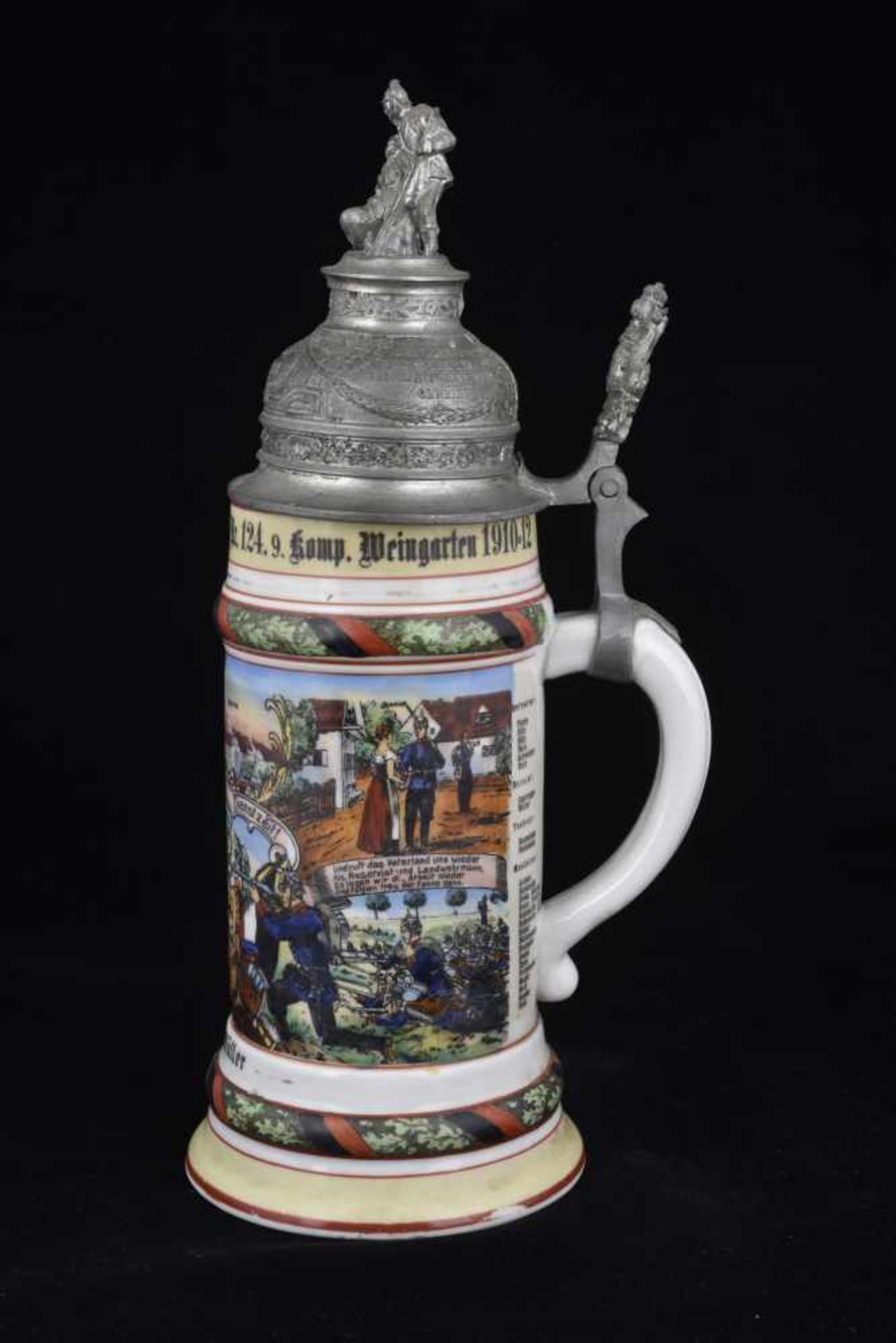 Chope de réserviste de l'Infanterie Chope en porcelaine d'un demi-litre attribuée à : Inf. Regt. - Image 3 of 4