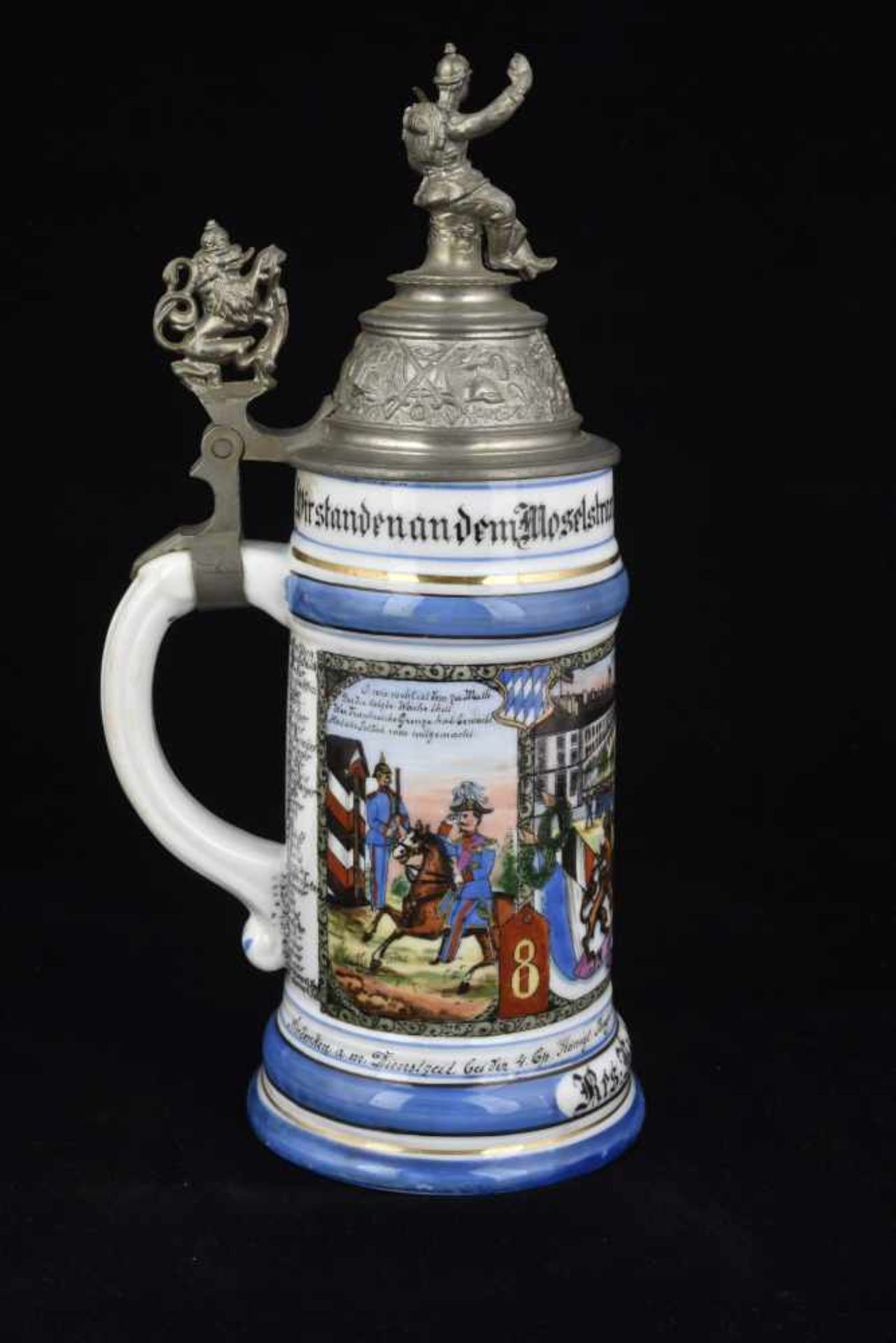 Chope de réserviste de l'Infanterie de Metz Chope en porcelaine d'un demi-litre attribuée à : Bayer. - Image 2 of 4