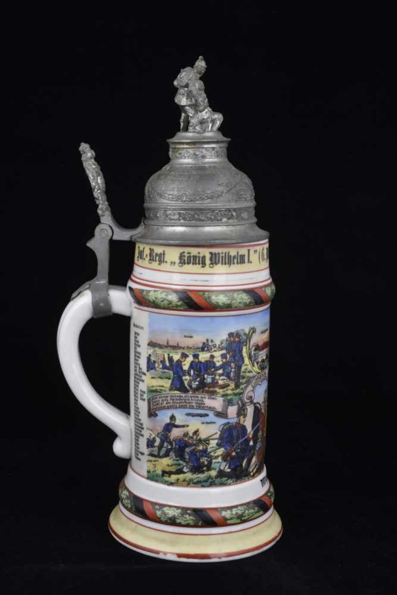 Chope de réserviste de l'Infanterie Chope en porcelaine d'un demi-litre attribuée à : Inf. Regt. - Image 2 of 4