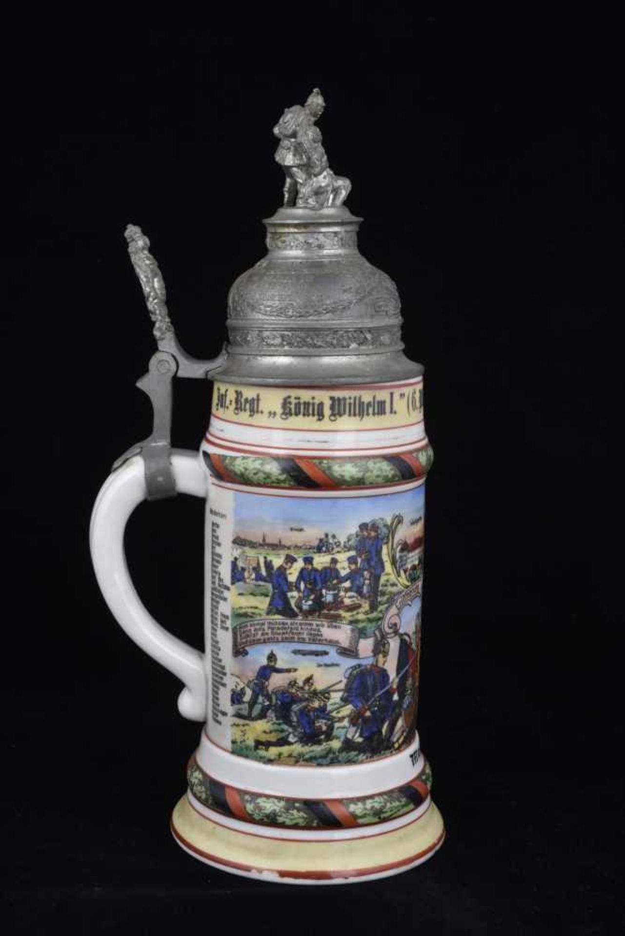 Chope de réserviste de l'Infanterie Chope en porcelaine d'un demi-litre attribuée à : Inf. Regt. - Bild 2 aus 4