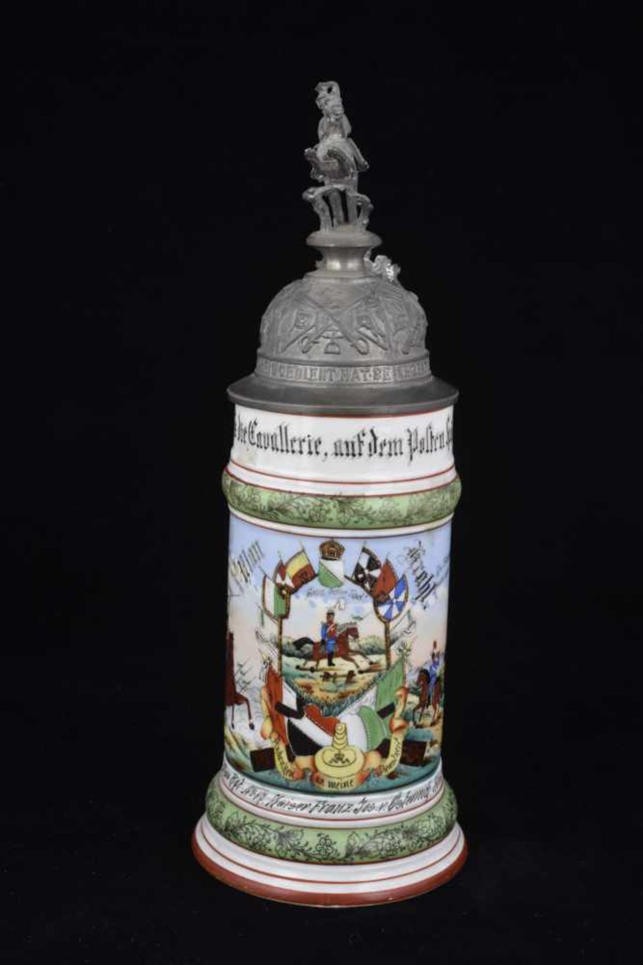 Chope de réserviste de Uhlan Chope en porcelaine d'un demi-litre attribuée à : Bei der 3 Esk 1. K.