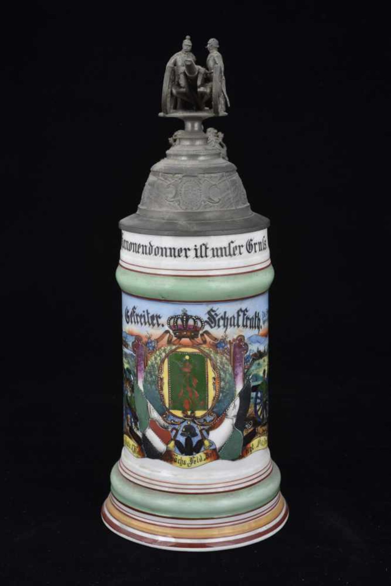Chope de réserviste de l'Artillerie de Dresde Chope en porcelaine d'un demi-litre attribuée à : 6