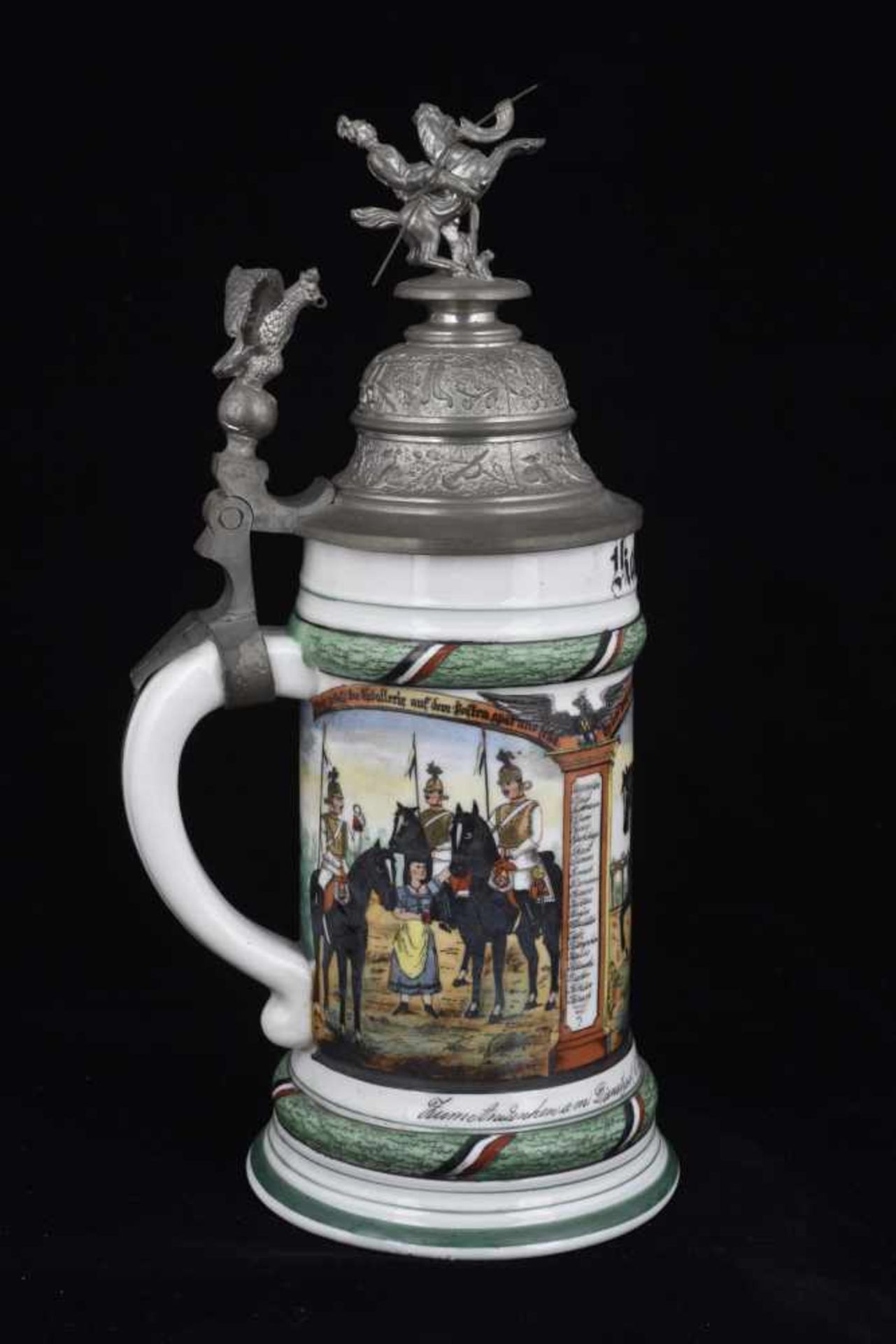 Chope de réserviste de la cavalerie de la Garde hope en porcelaine d'un demi-litre attribuée à : - Bild 2 aus 4