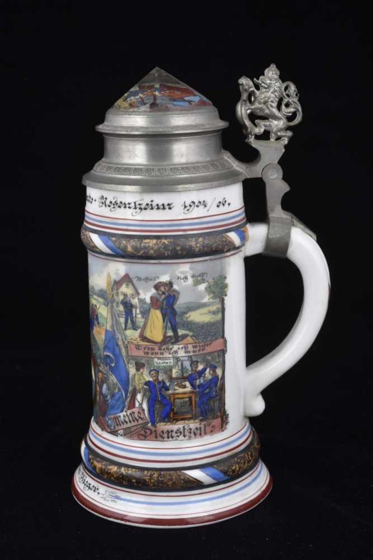 Chope de réserviste de l'Infanterie de Rosenheim Chope en porcelaine d'un demi-litre attribuée à : - Bild 2 aus 4