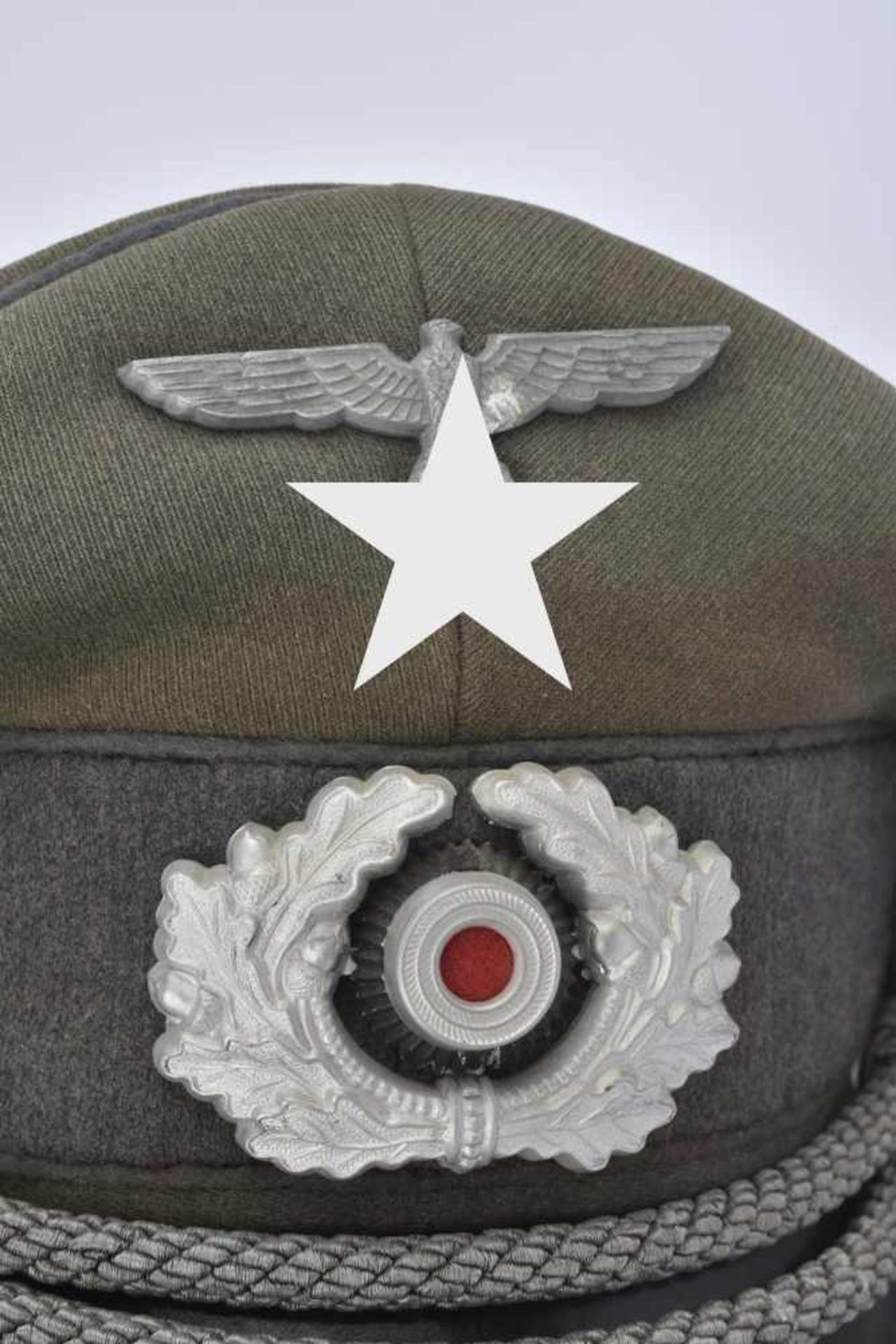 Casquette de Sonderführer de la HeerEn gabardine, bandeau gris et lisérés typique des - Bild 3 aus 4