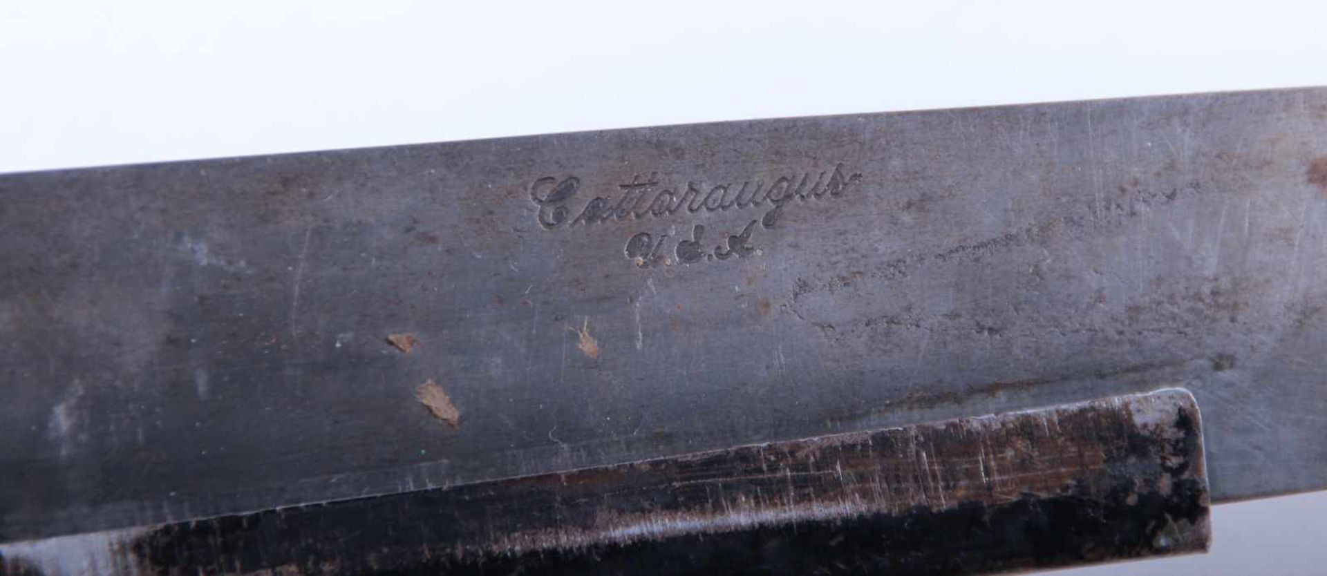 Machette de survie USAAF Protège lame en métal, modèle pliante. Lame complète quelque peu oxydée. - Bild 3 aus 4