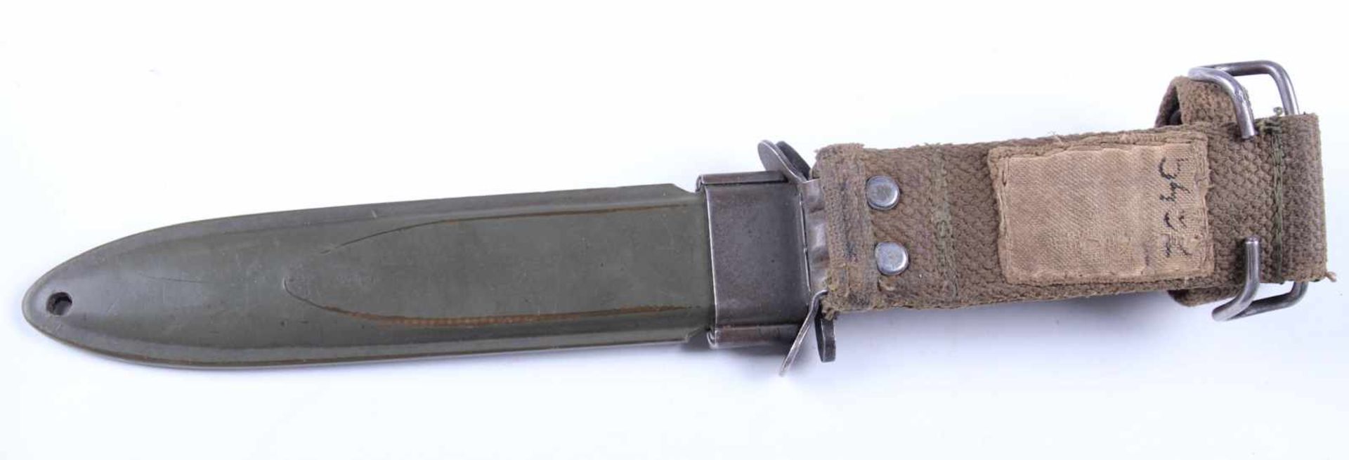 Couteau USM3 Poignée composée de neuf anneaux en cuir marron. Grenade US sur le pommeau ainsi que le - Bild 3 aus 4
