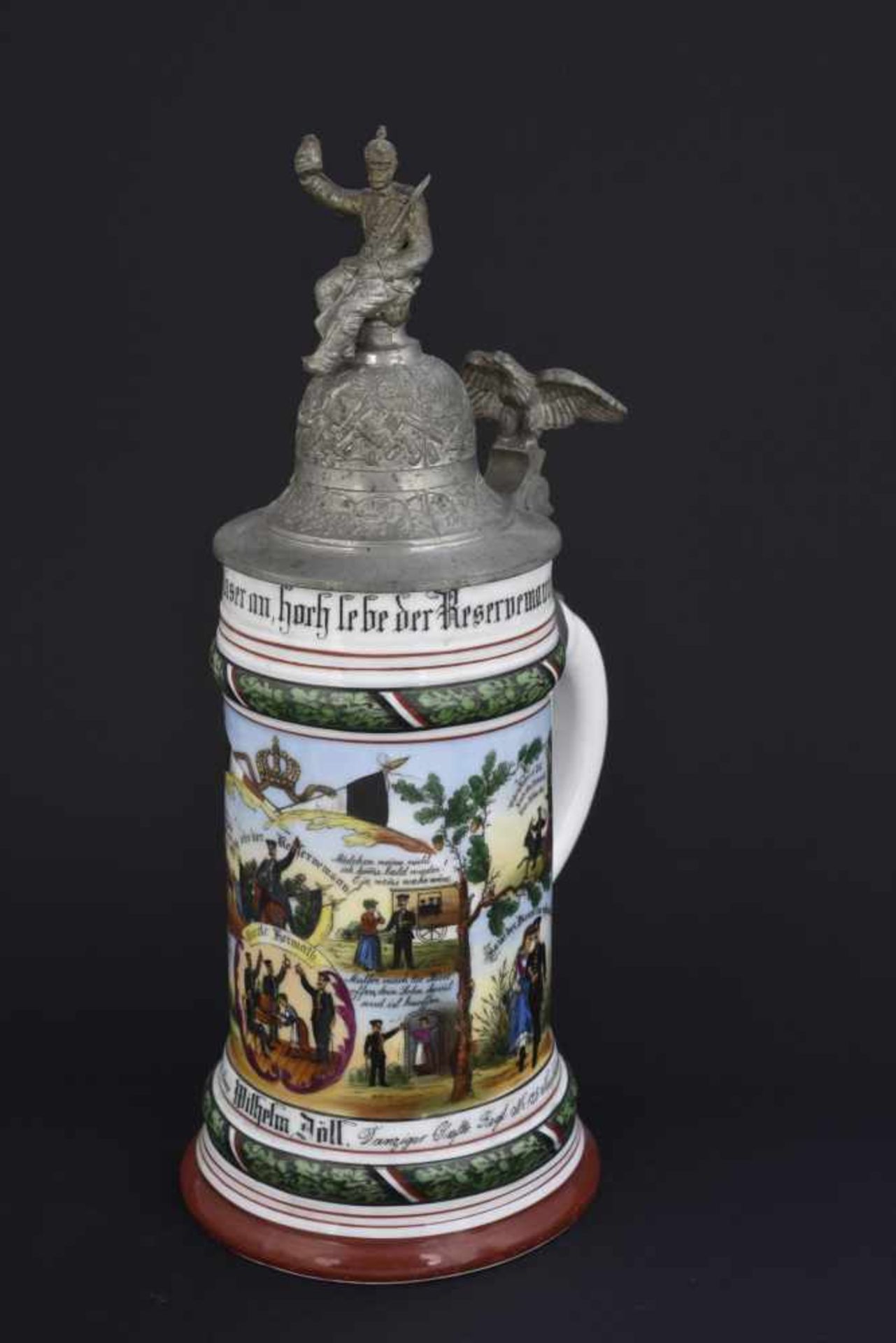 Chope de réserviste d'un régiment d'infanterie de DantzigChope de porcelaine d'un demi litre de la