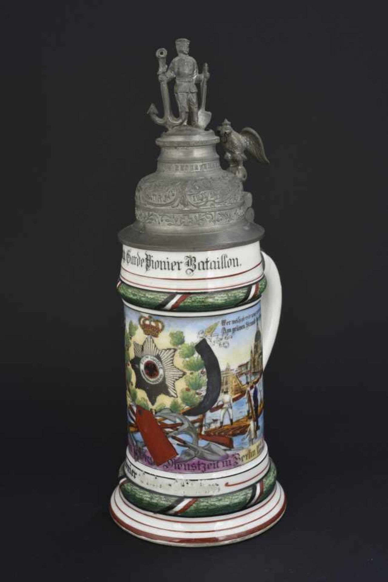 Chope de réserviste d'artillerie bavaroiseChope de porcelaine d'un demi litre de la 3ème batterie du