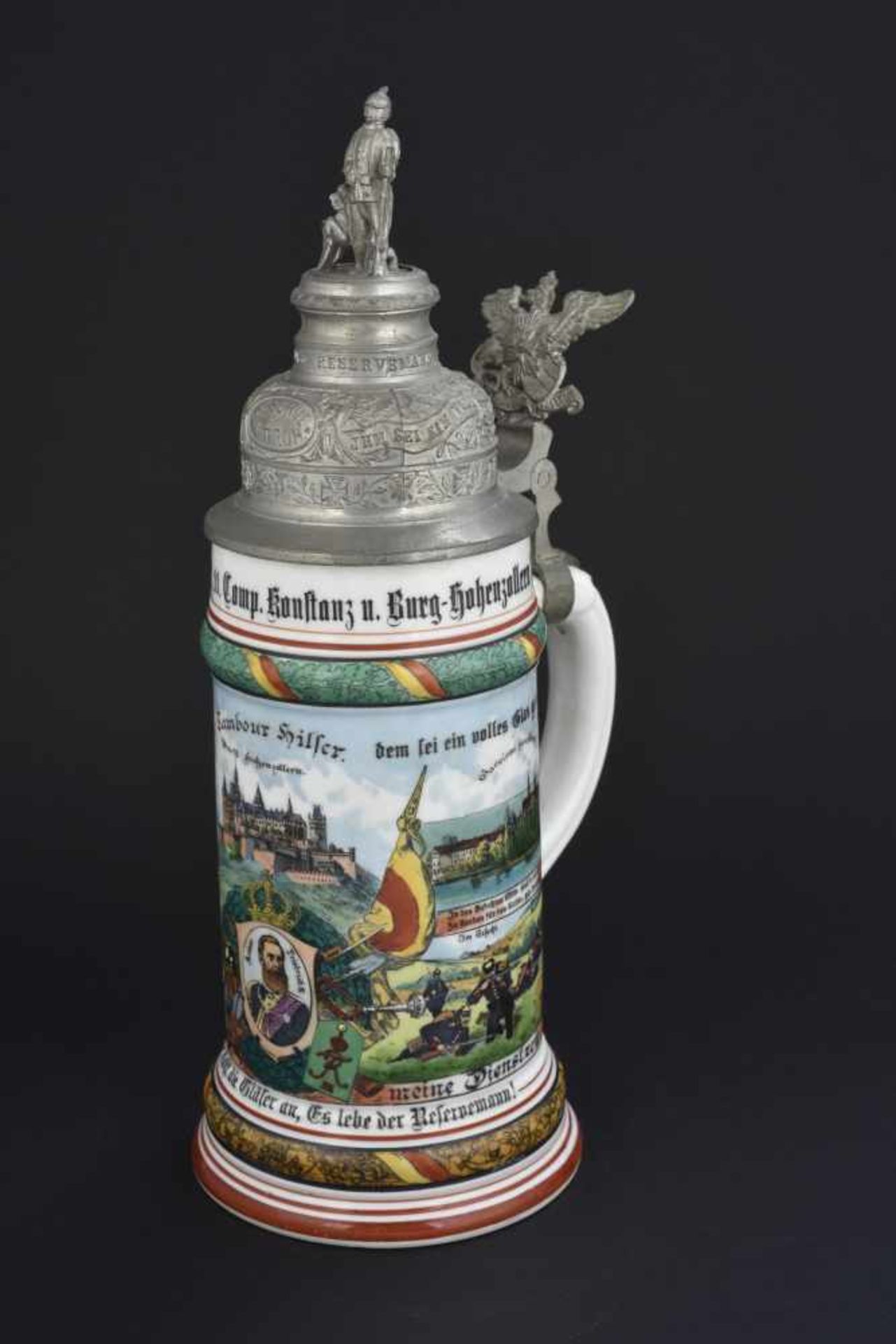 Chope de réserviste d'infanterie badoise Chope de porcelaine d'un demi litre de la 11ème compagnie