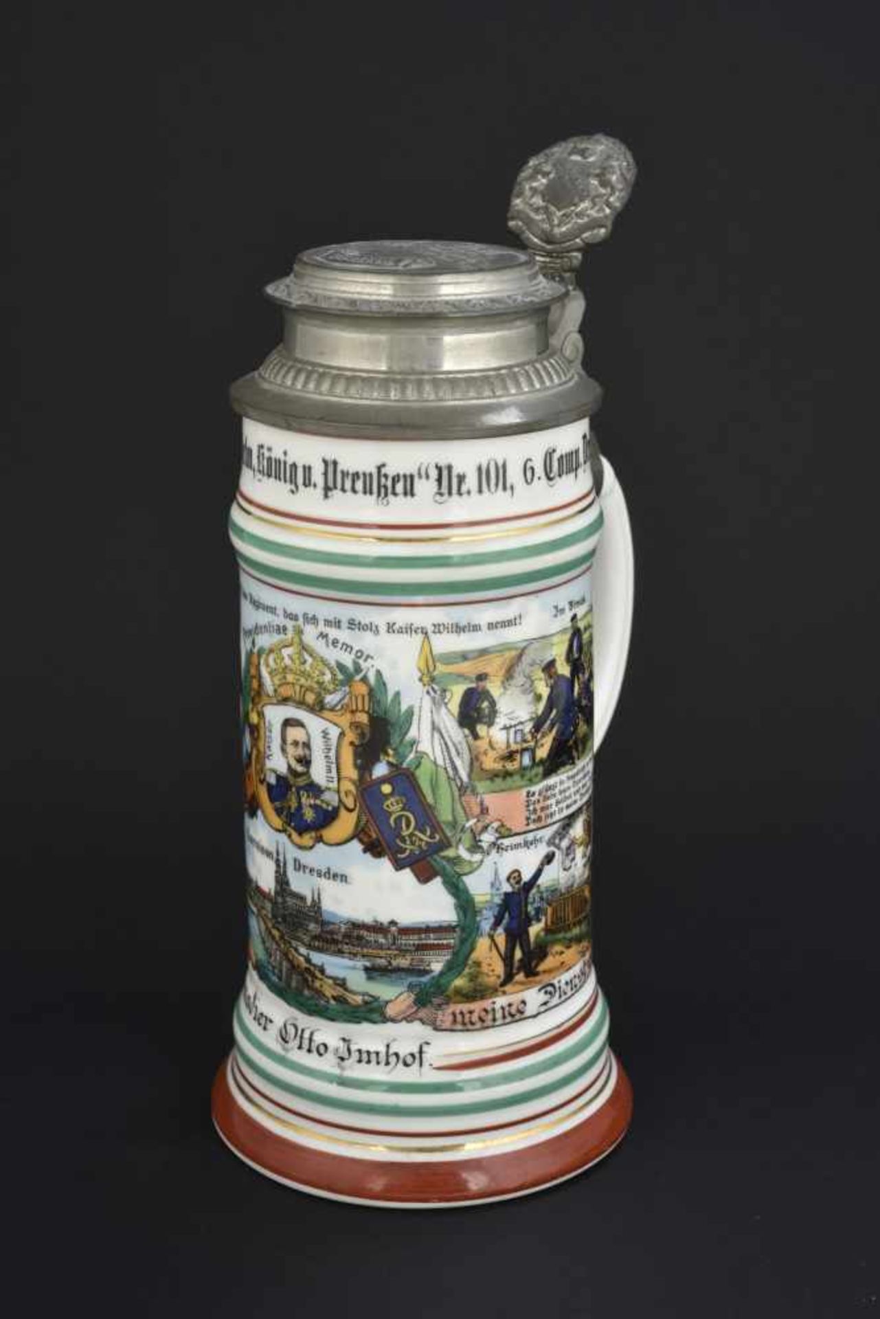 Chope de réserviste prussienChope de porcelaine d'un demi litre de la 6ème compagnie du 2ème